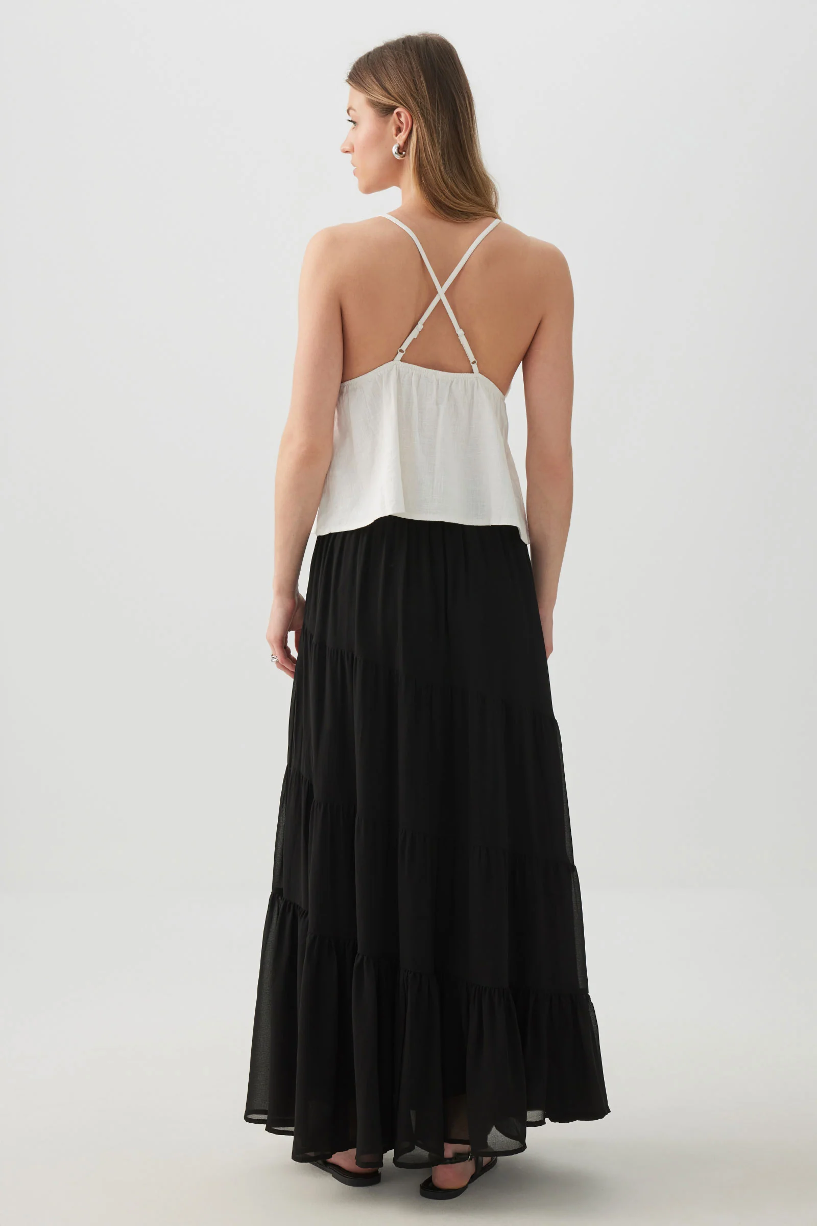 Chiffon Tiered Maxi Skirt - Image 4