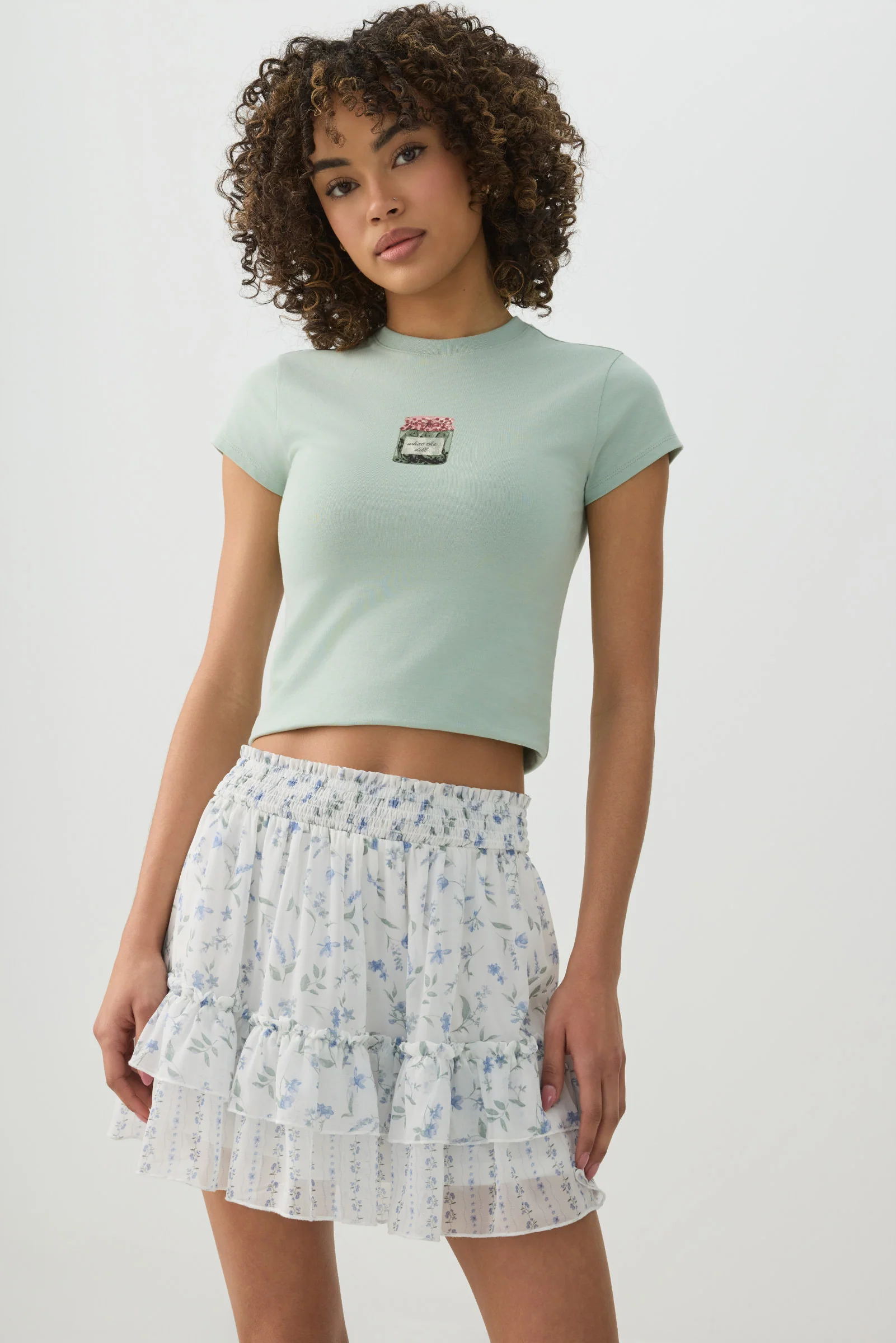 Chiffon Tiered Mini Skirt - Image 2