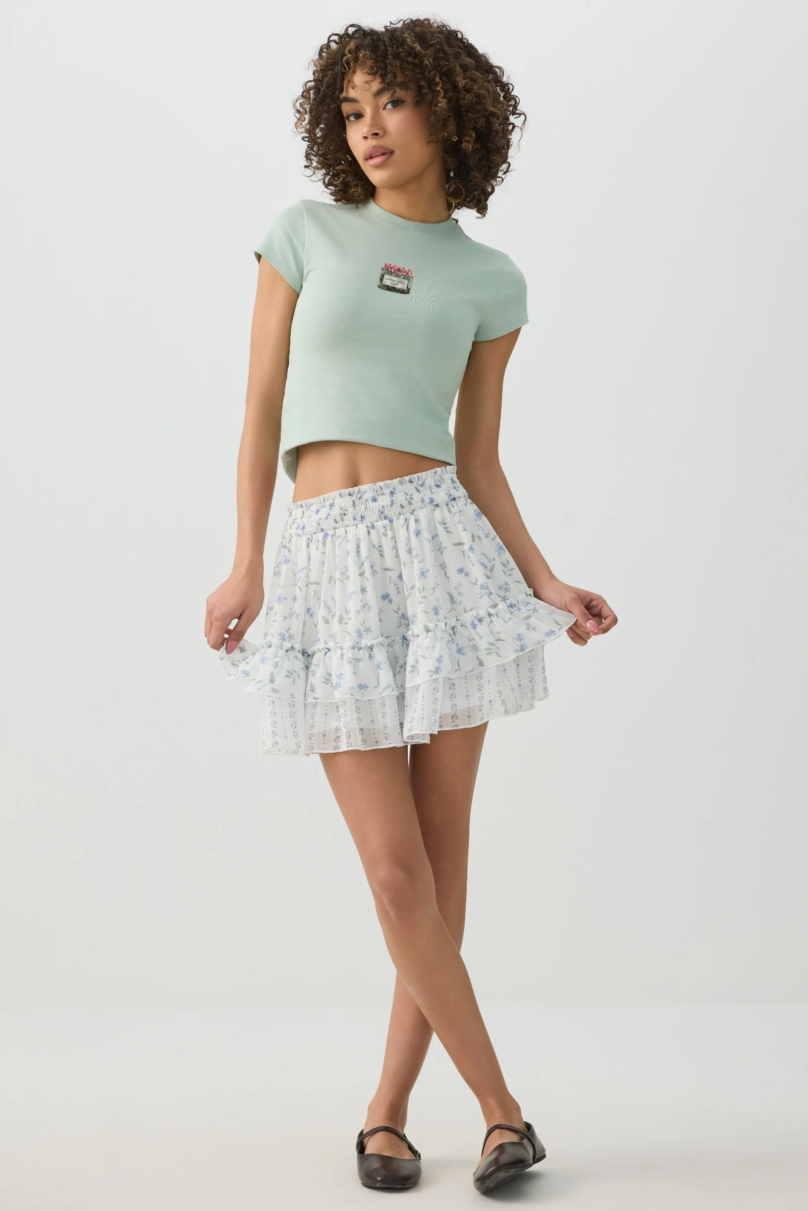 Chiffon Tiered Mini Skirt - Image 3
