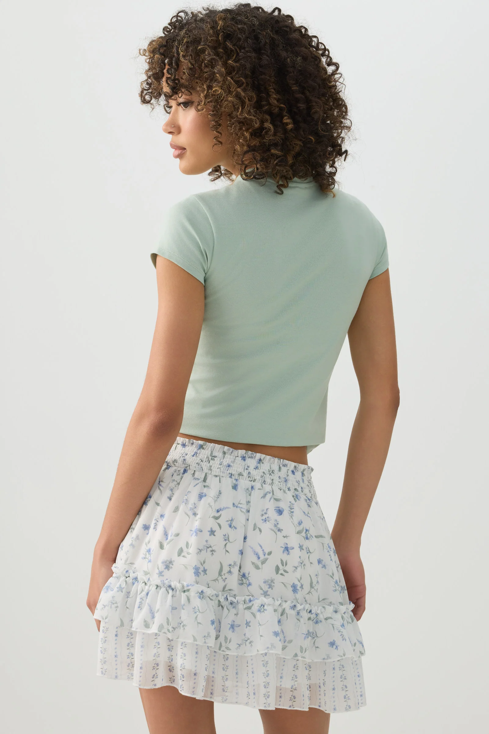Chiffon Tiered Mini Skirt - Image 5