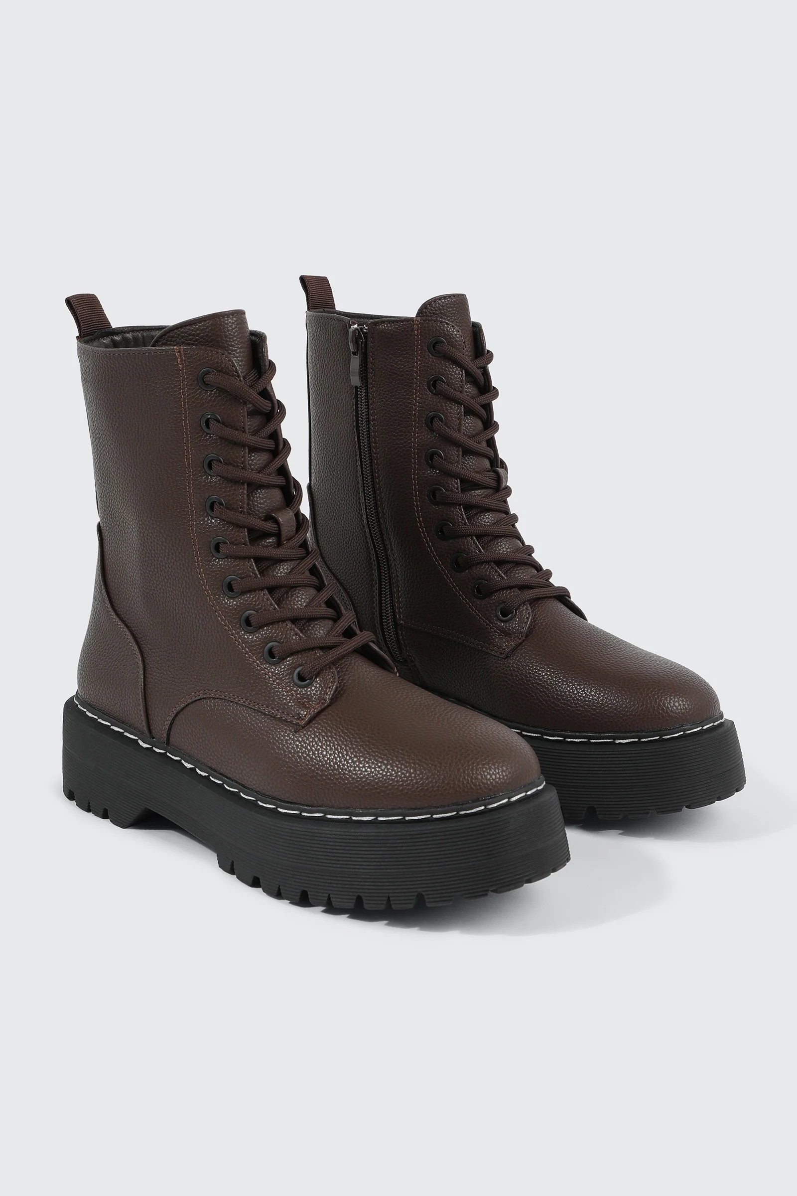 Chunky Lace Up Ankle Boots - Image 2