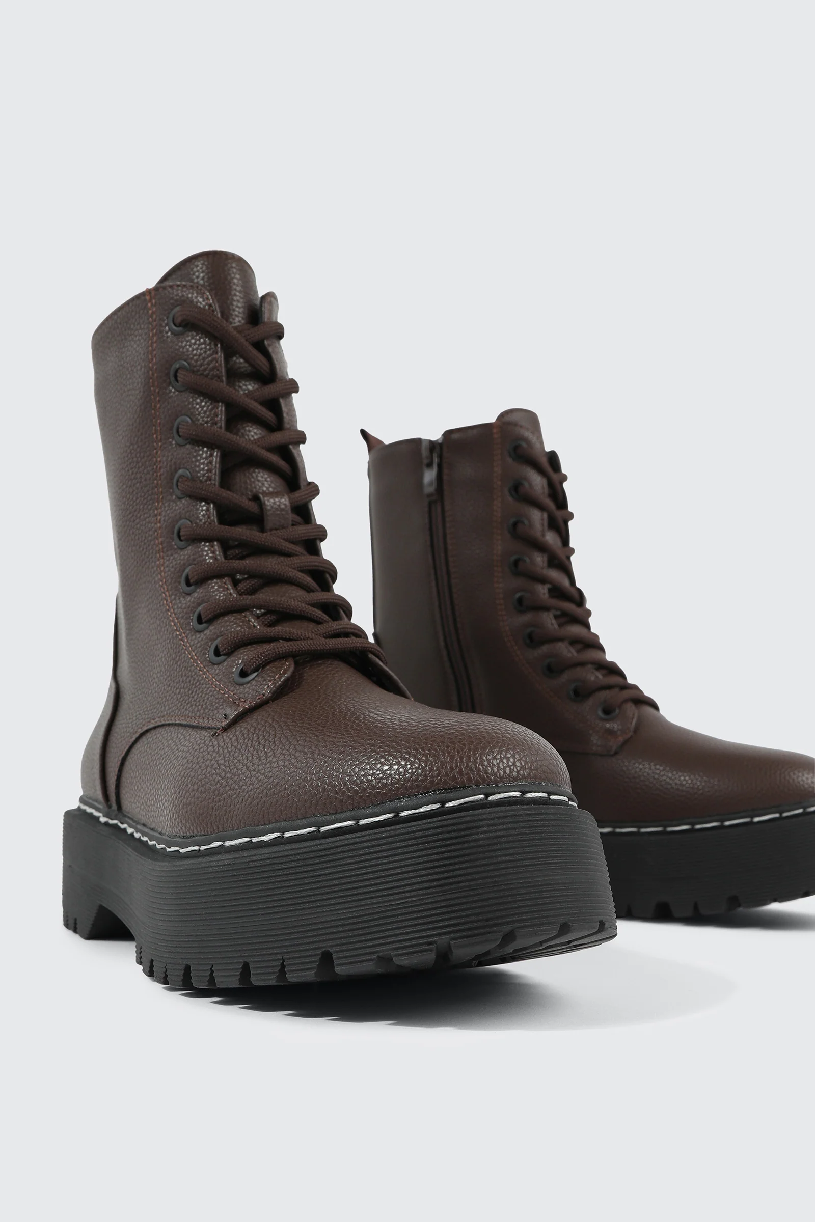 Chunky Lace Up Ankle Boots - Image 5