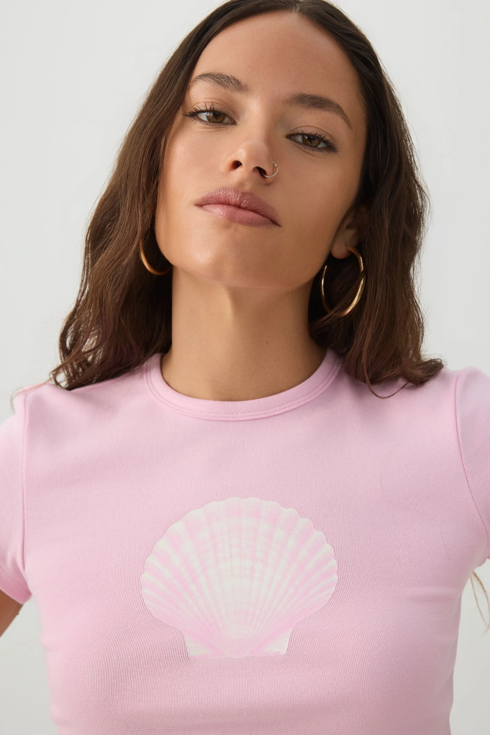 Cotton Blend Ribbed Crop T-Shirt - Image 3