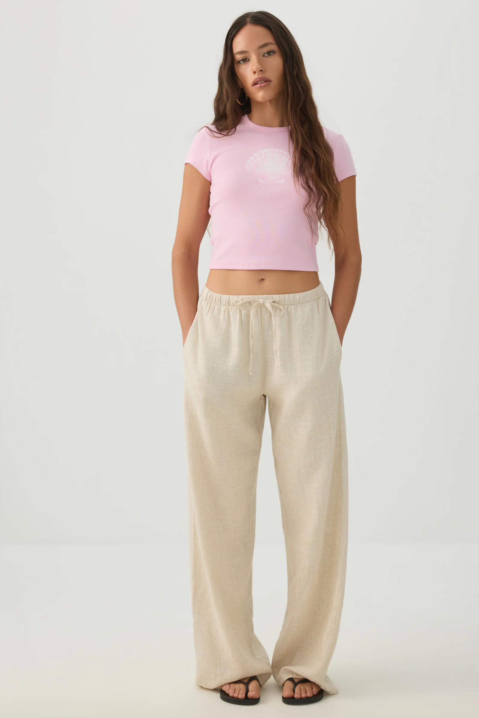Cotton Blend Ribbed Crop T-Shirt - Image 4