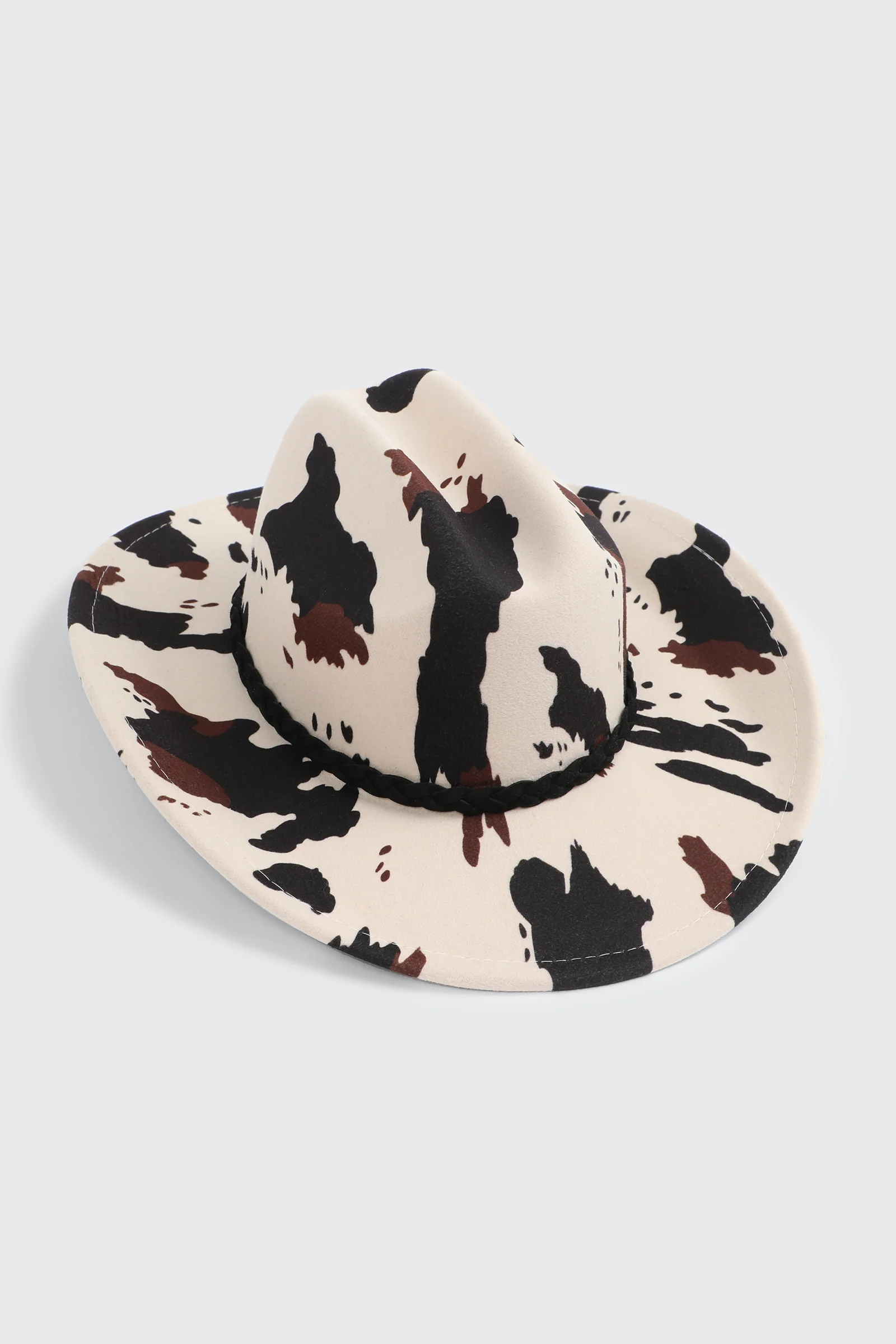 Cow Print Felt Cowboy Hat - Image 4