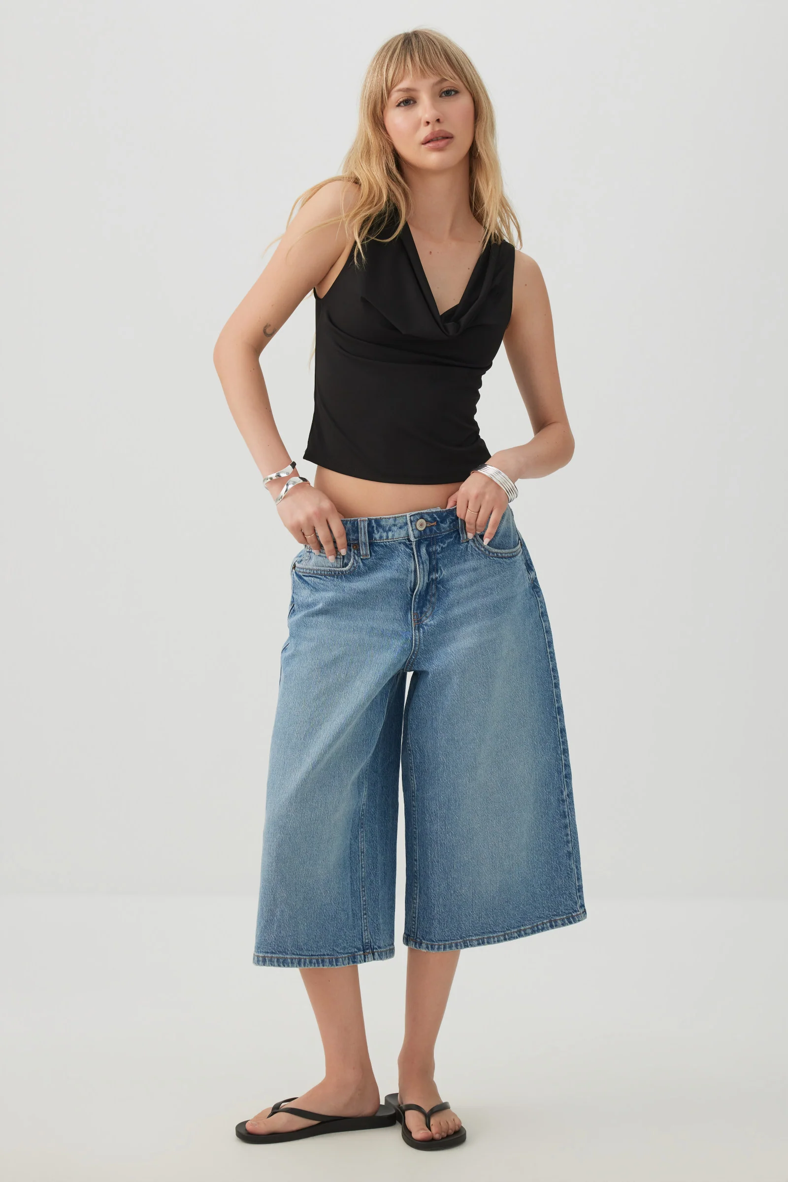 Cowl Neck Crop Tank Top - Image 2