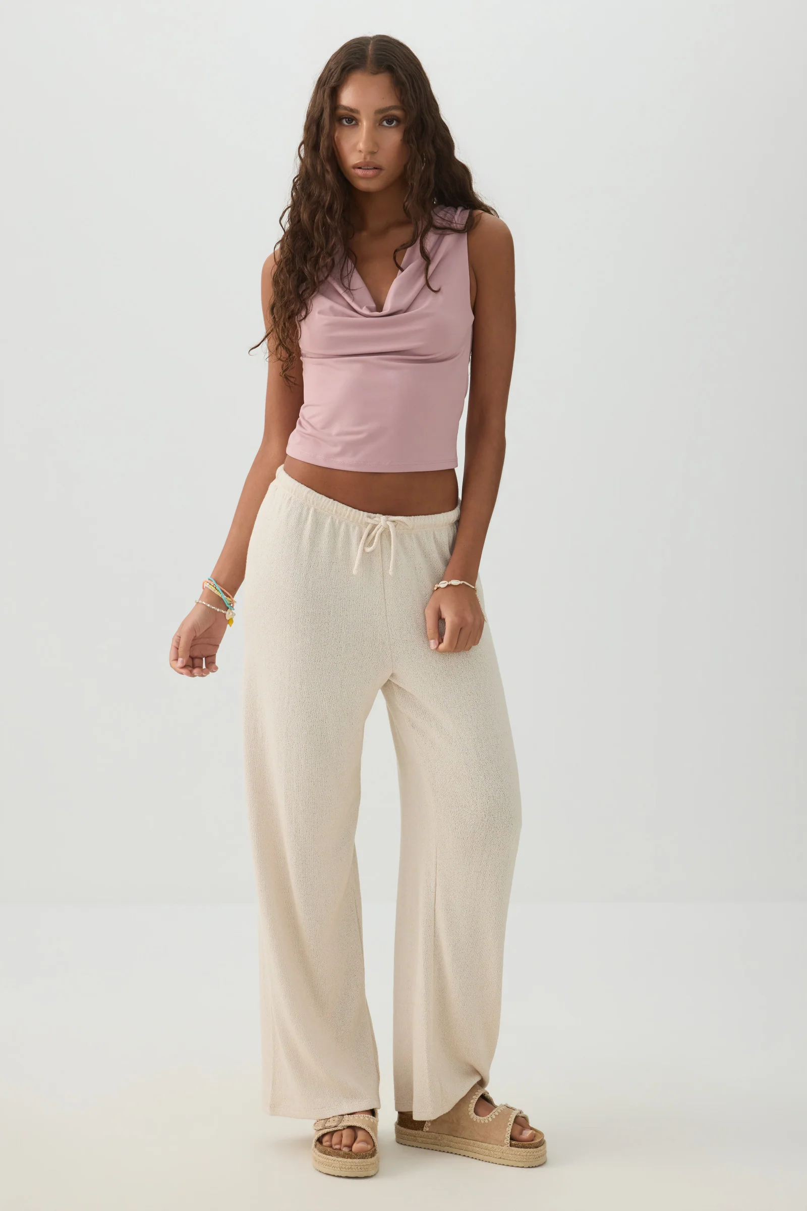 Cowl Neck Crop Tank Top - Image 2