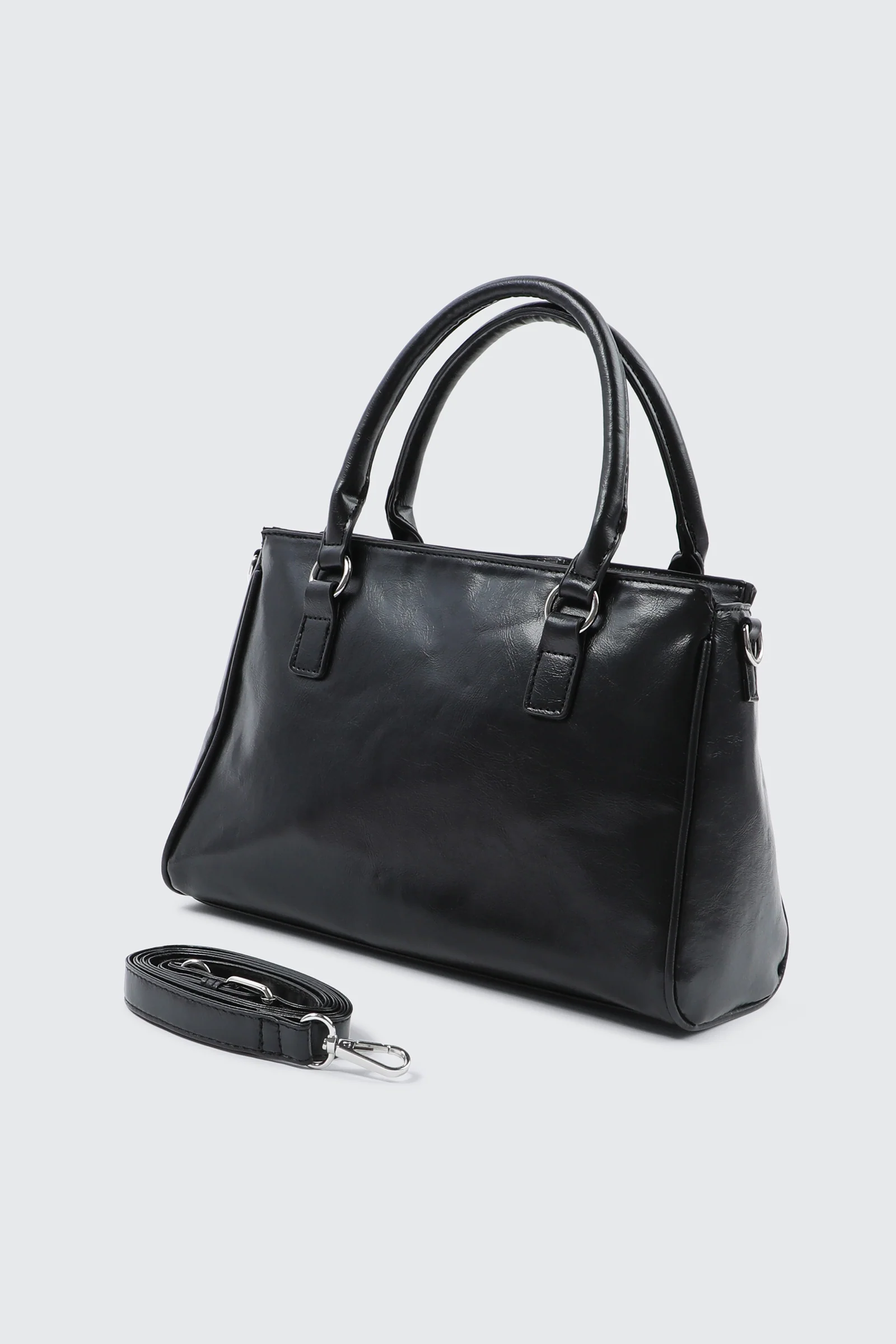 Crinkle Faux Leather Tote Bag - Image 2