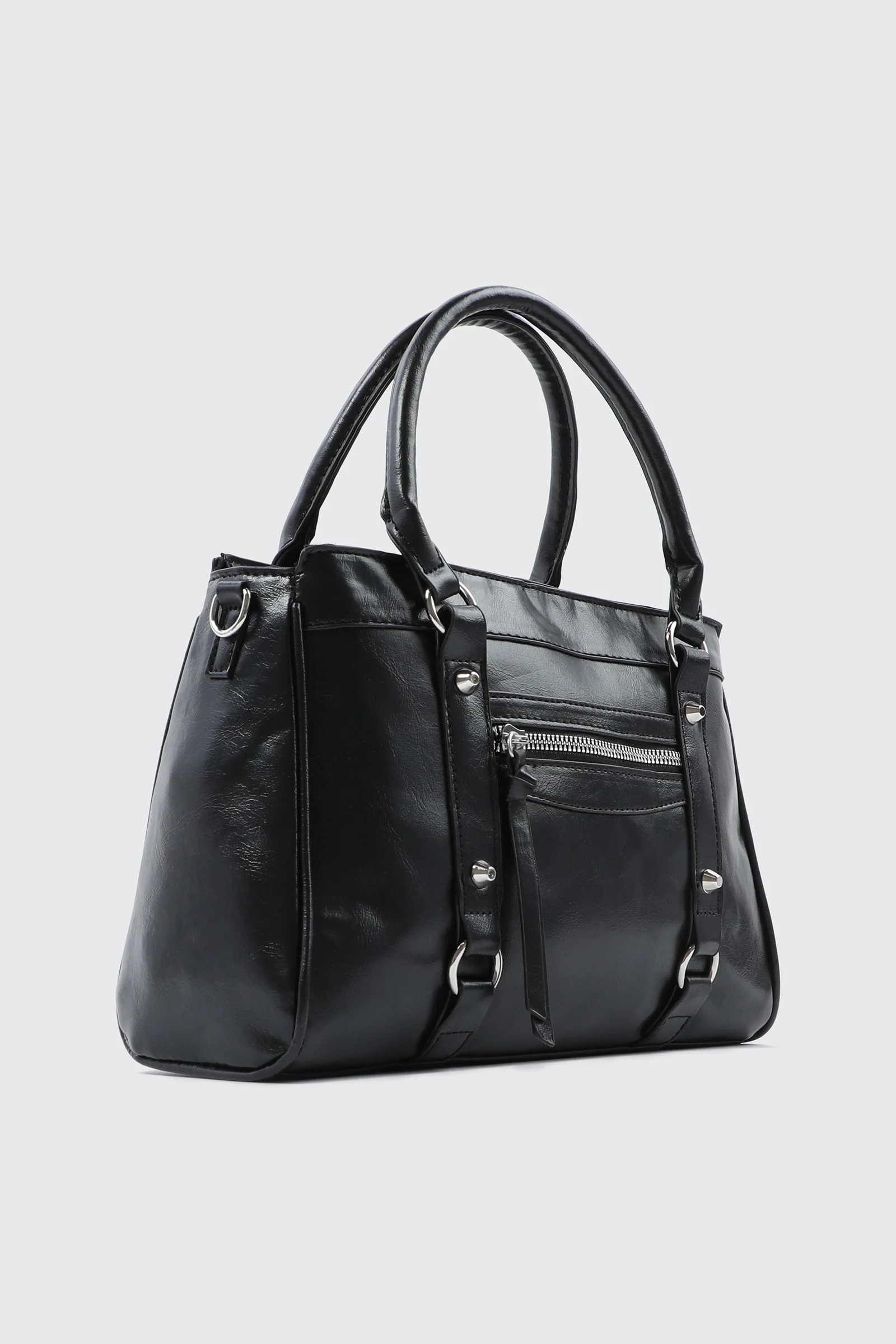 Crinkle Faux Leather Tote Bag - Image 3