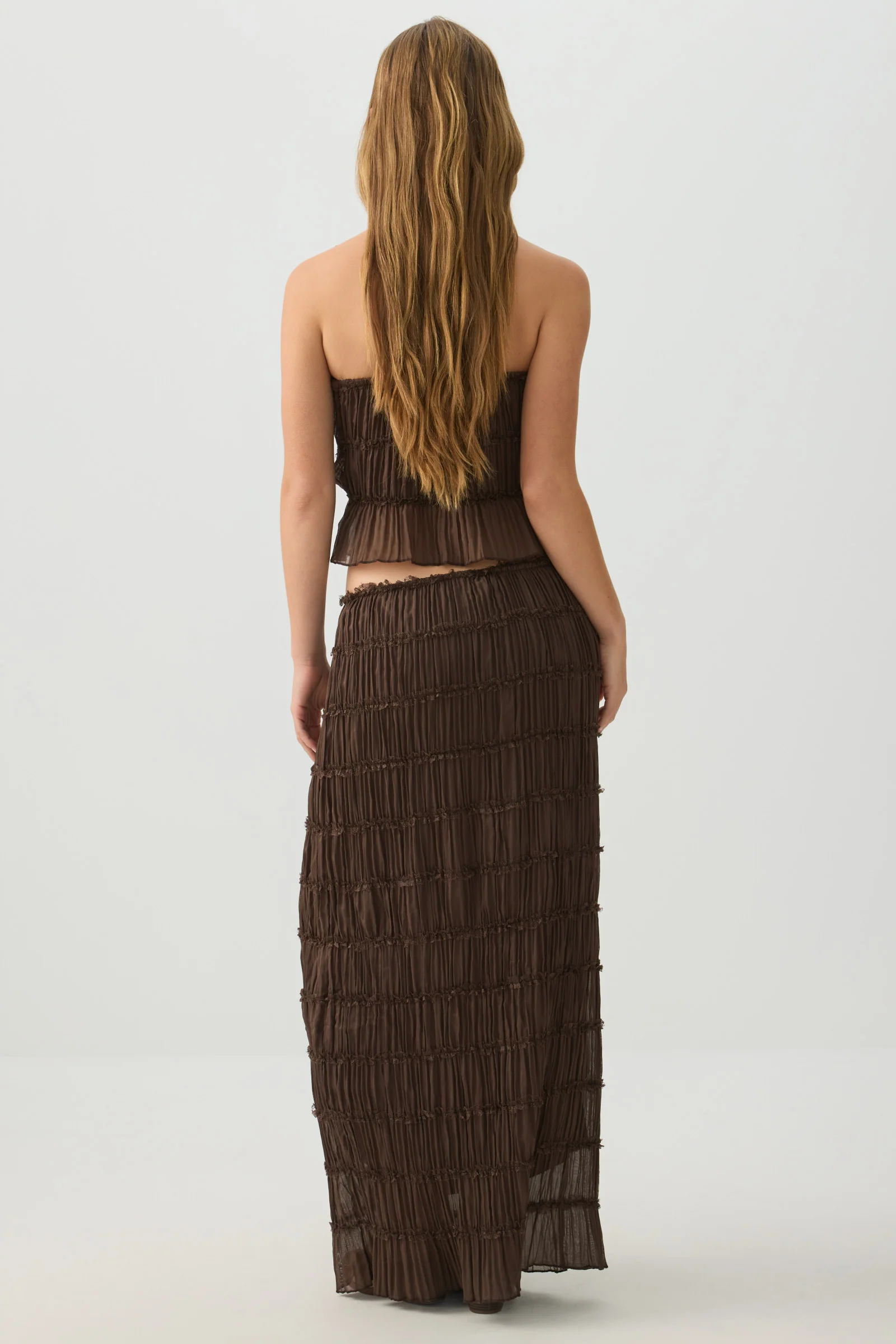 Crinkled Chiffon Tiered Maxi Skirt - Image 4