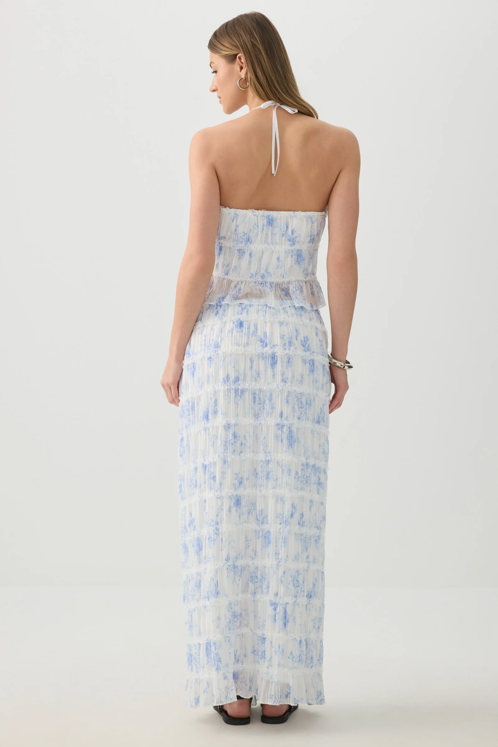 Crinkled Chiffon Tiered Maxi Skirt - Image 4