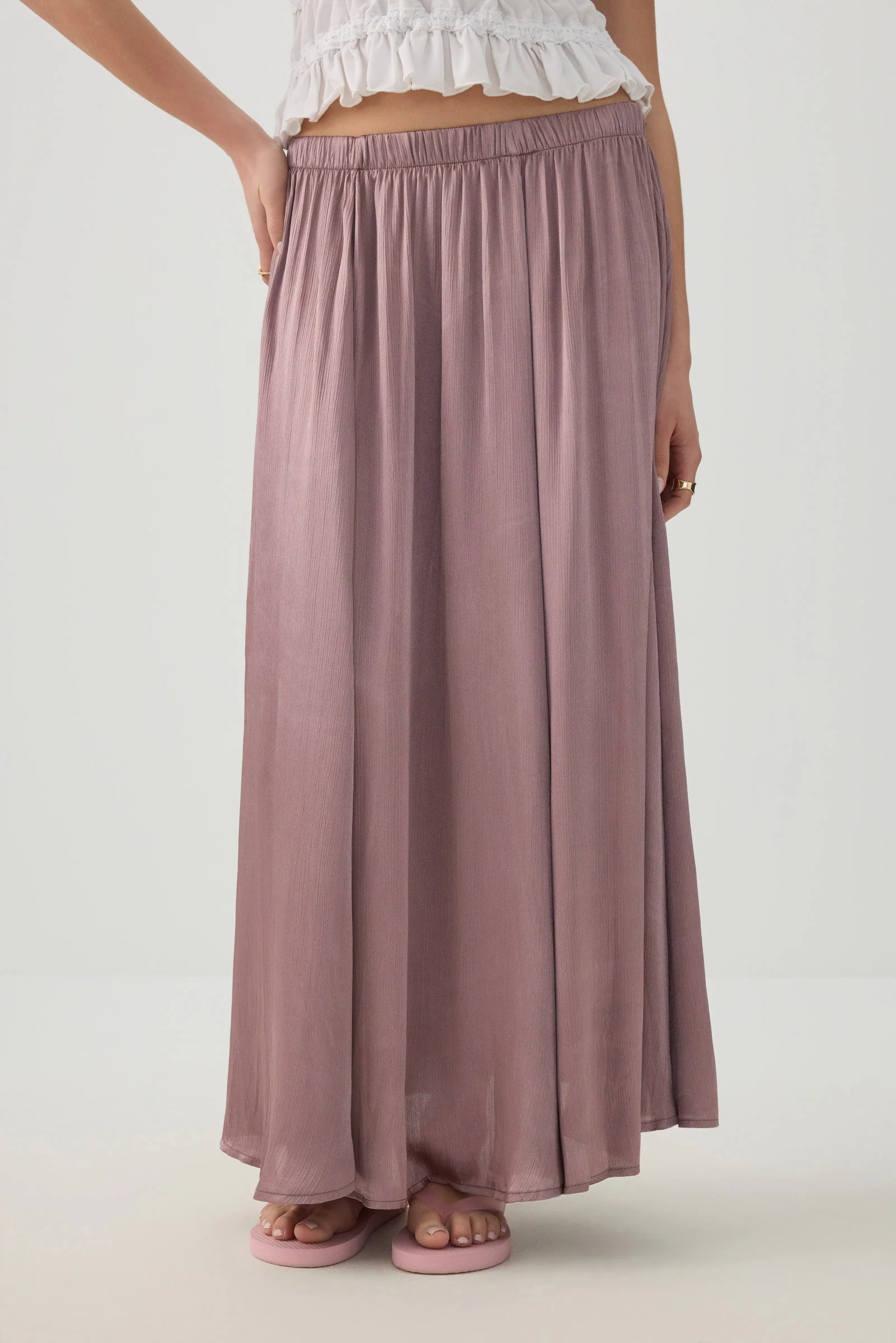 Crinkled Satin Maxi Pleated Skirt - Image 2