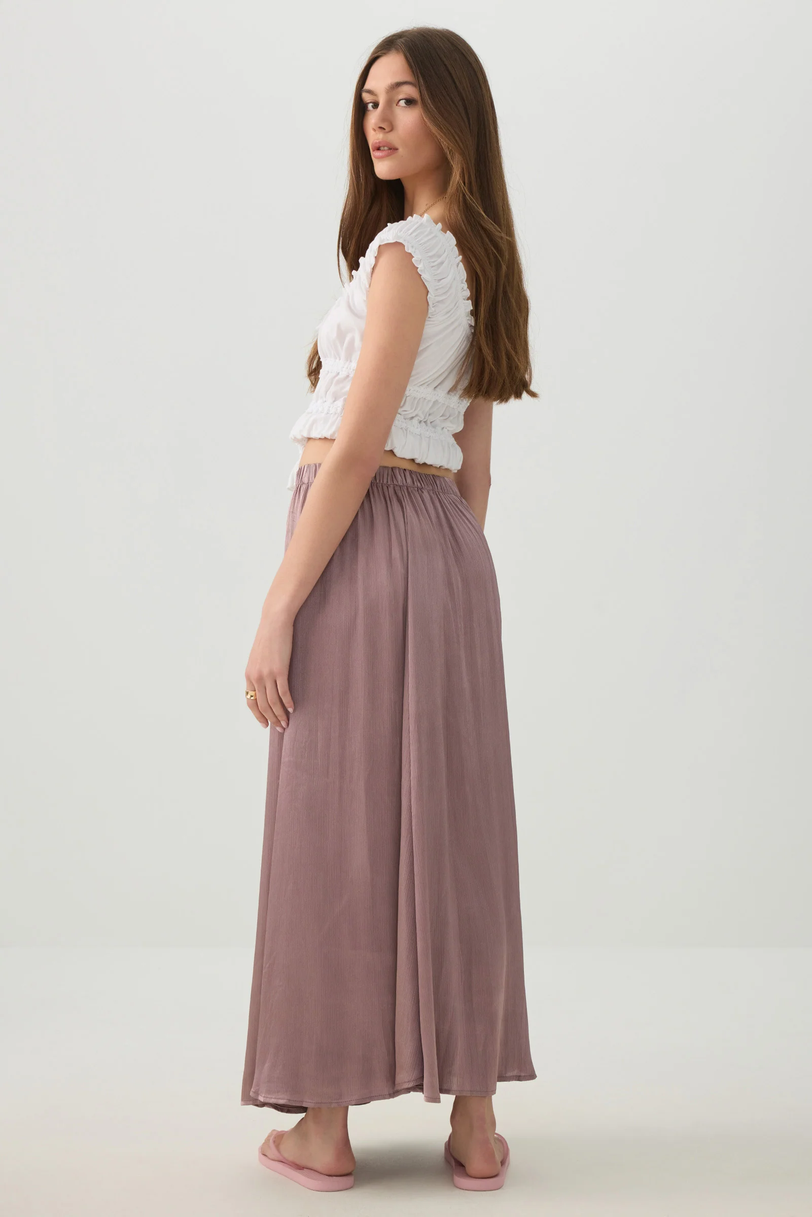 Crinkled Satin Maxi Pleated Skirt - Image 4