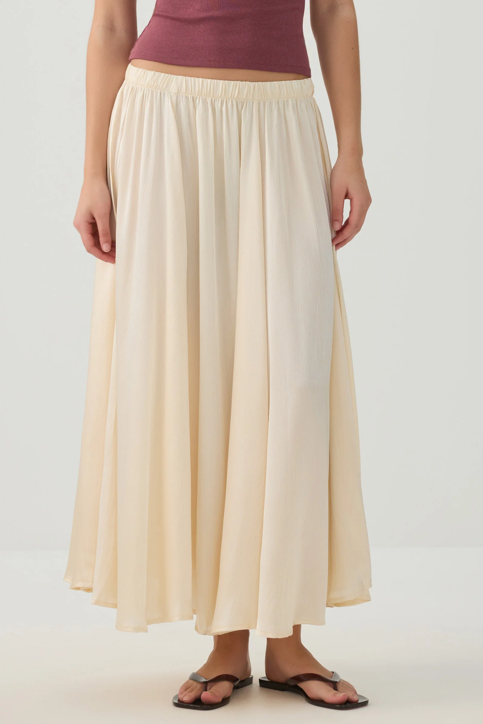 Crinkled Satin Maxi Pleated Skirt - Image 2