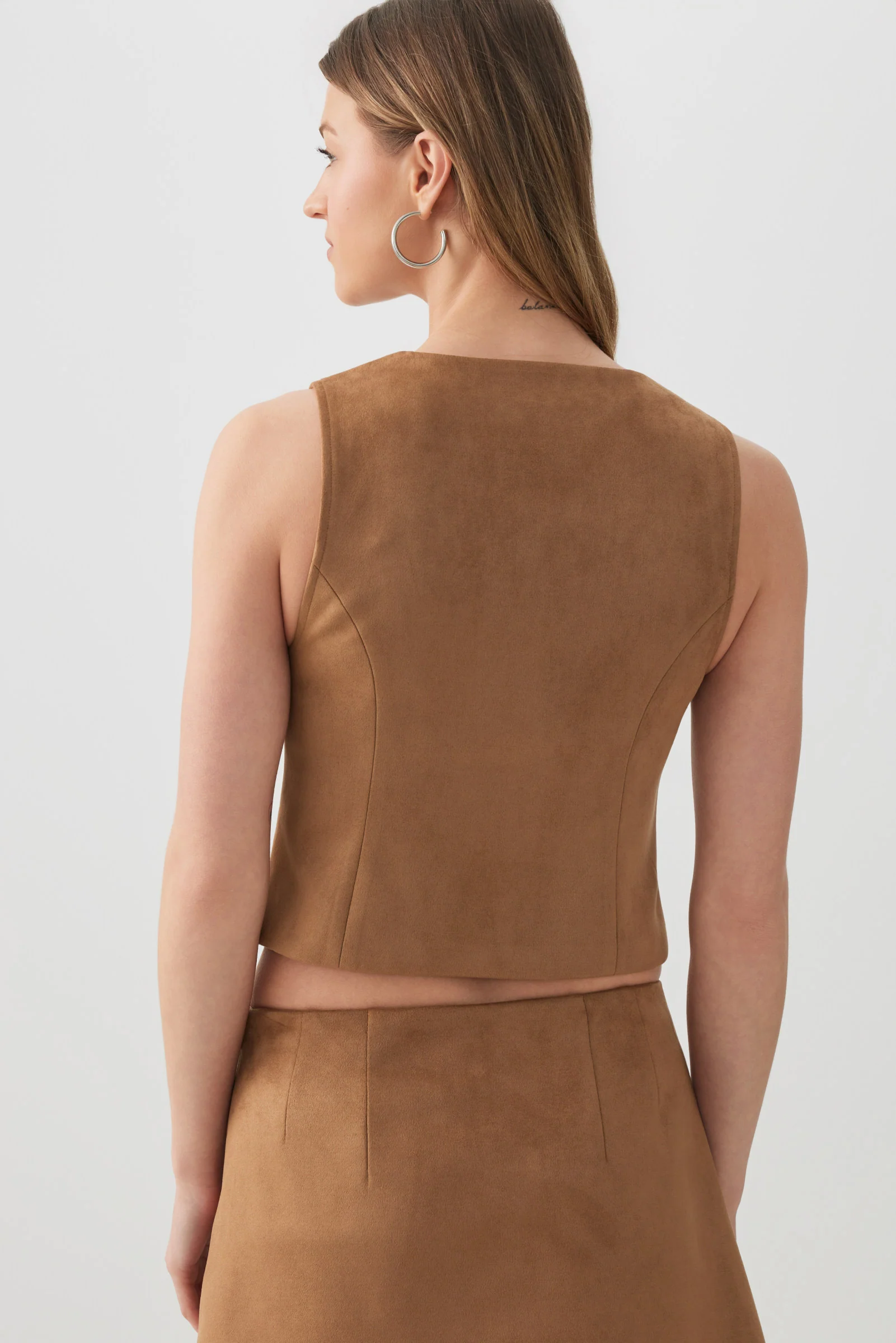 Crop Faux Suede Vest - Image 4