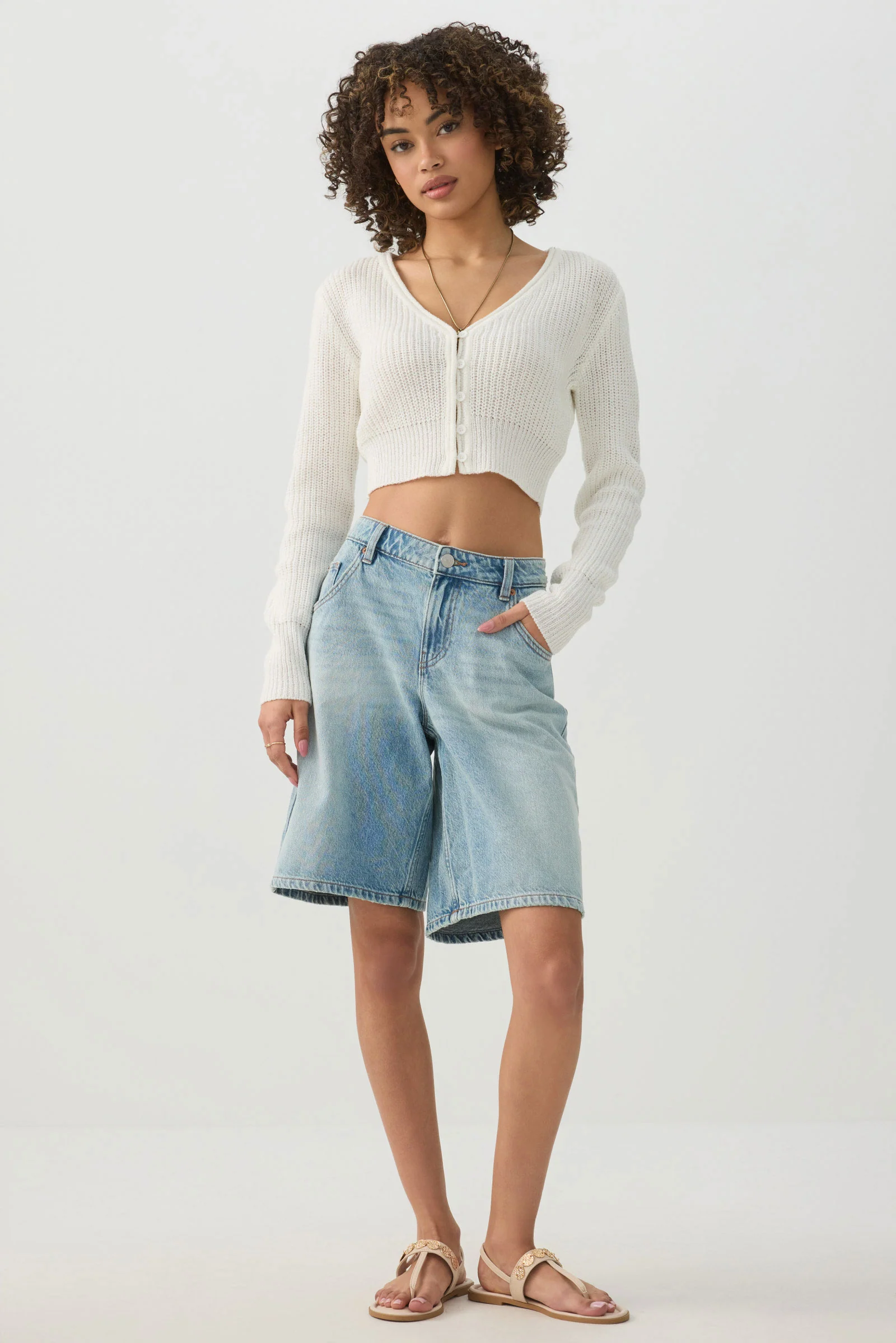 Crop V-Neck Cardigan - Image 2