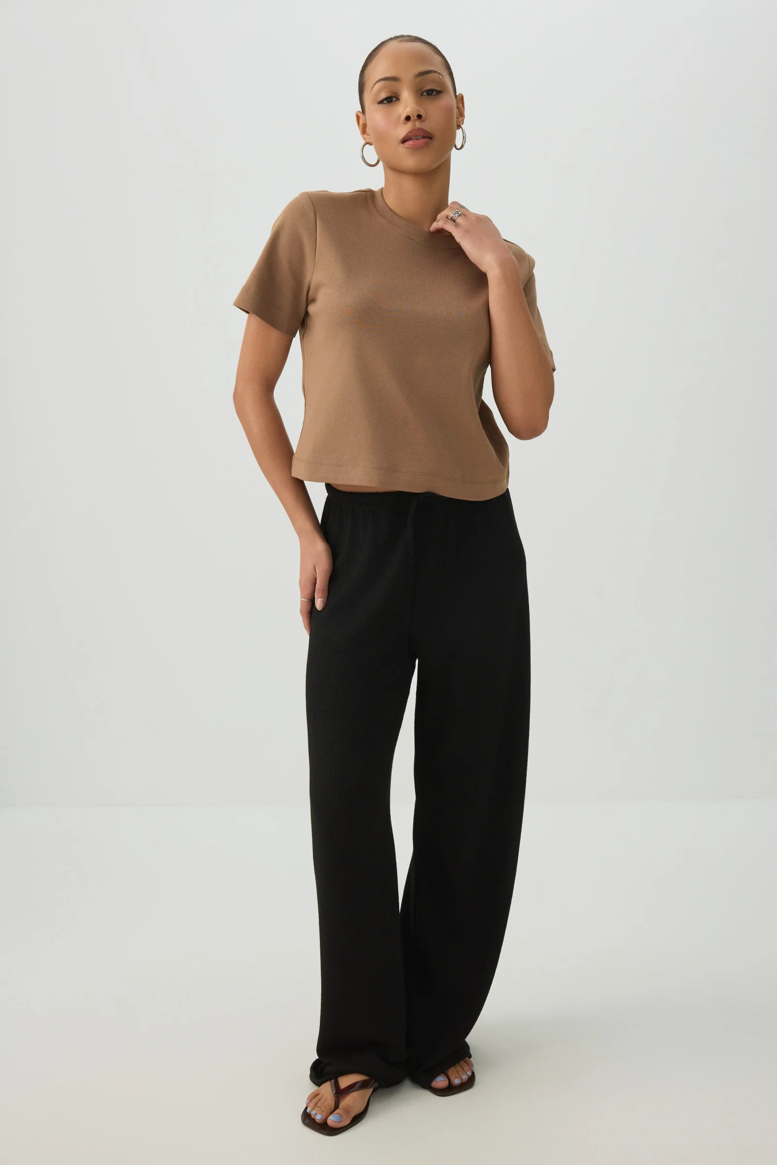 Cropped Boxy Crew Neck T-Shirt - Image 3