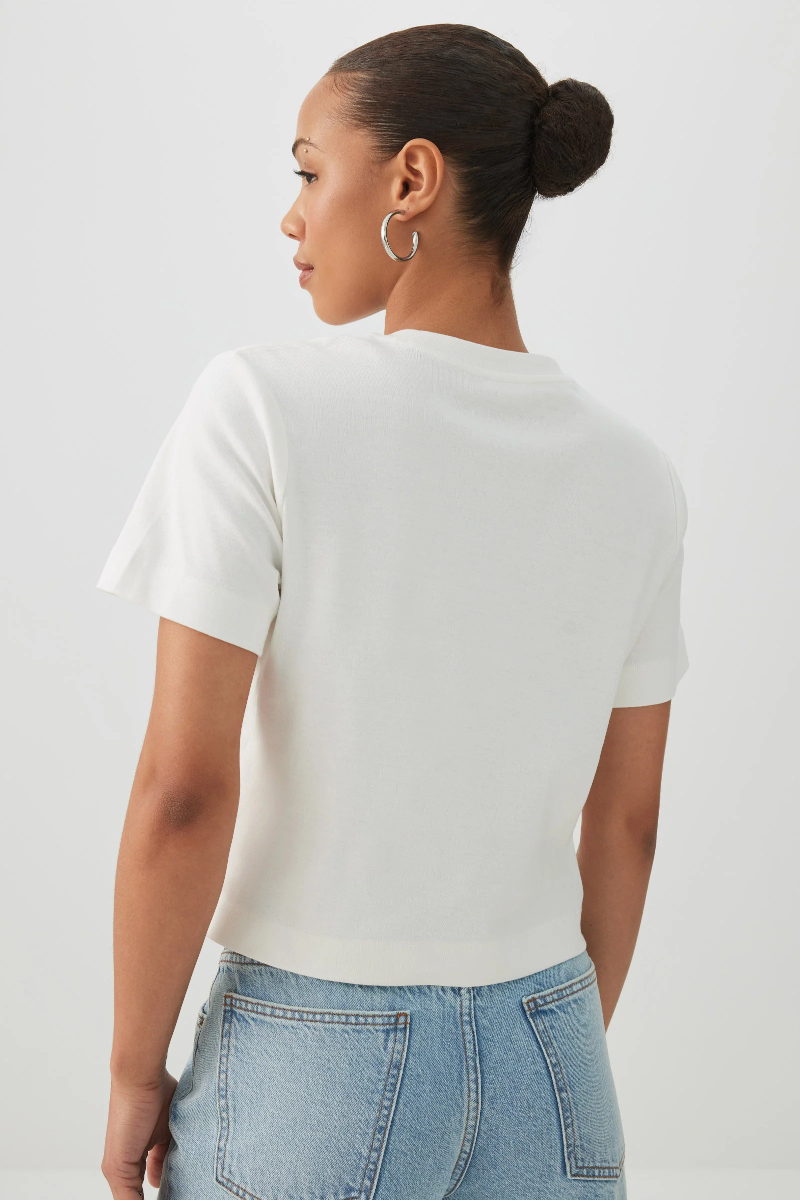 Cropped Boxy Crew Neck T-Shirt - Image 4