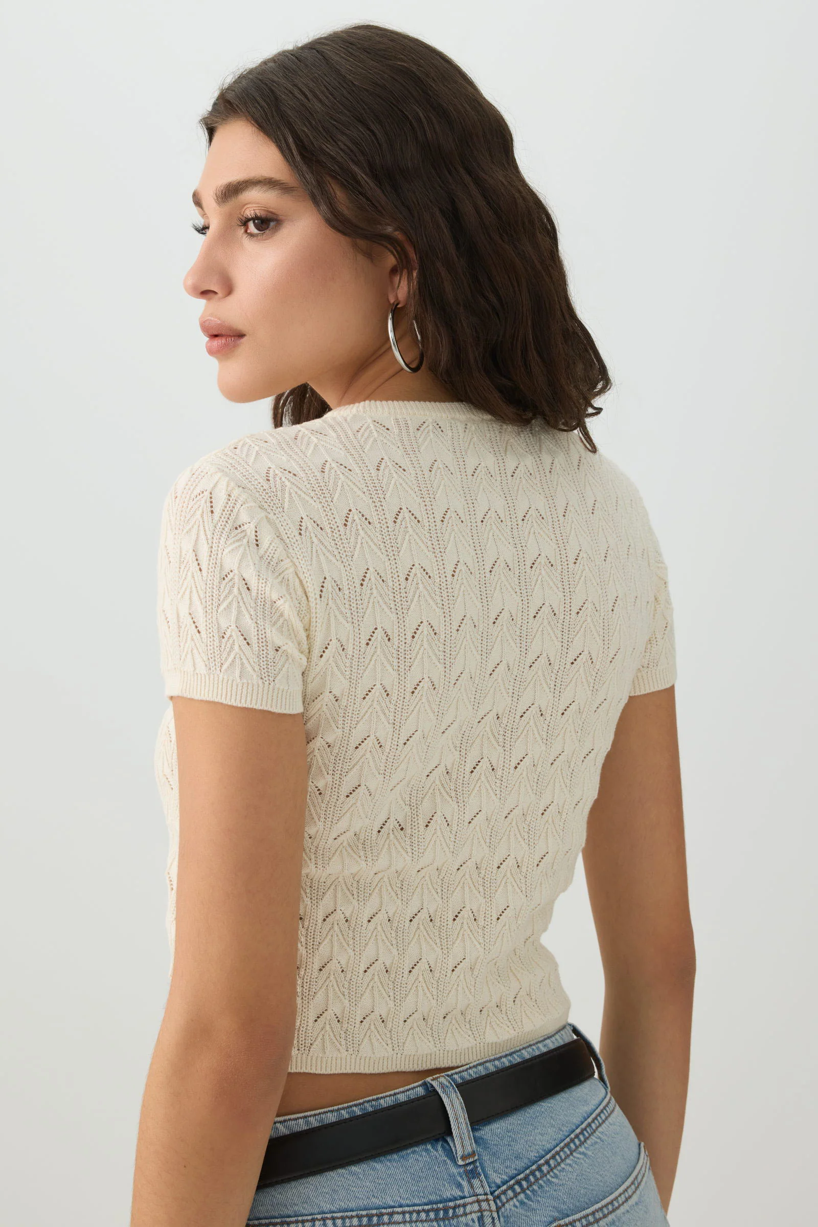 Cropped Open Stitch Sweater - Image 4