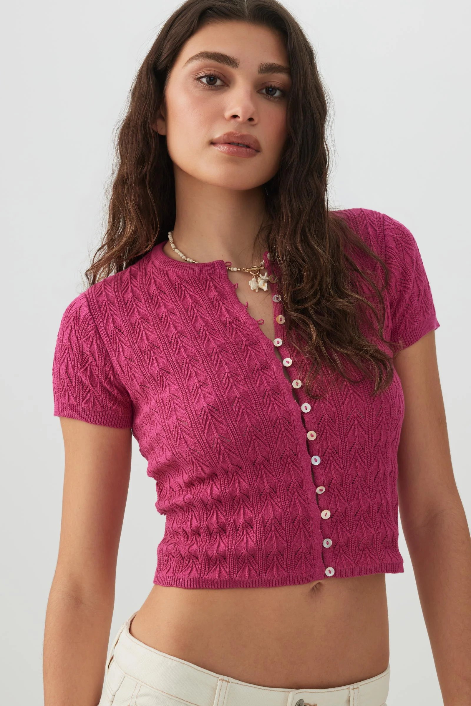 Cropped Open Stitch Sweater - Image 2