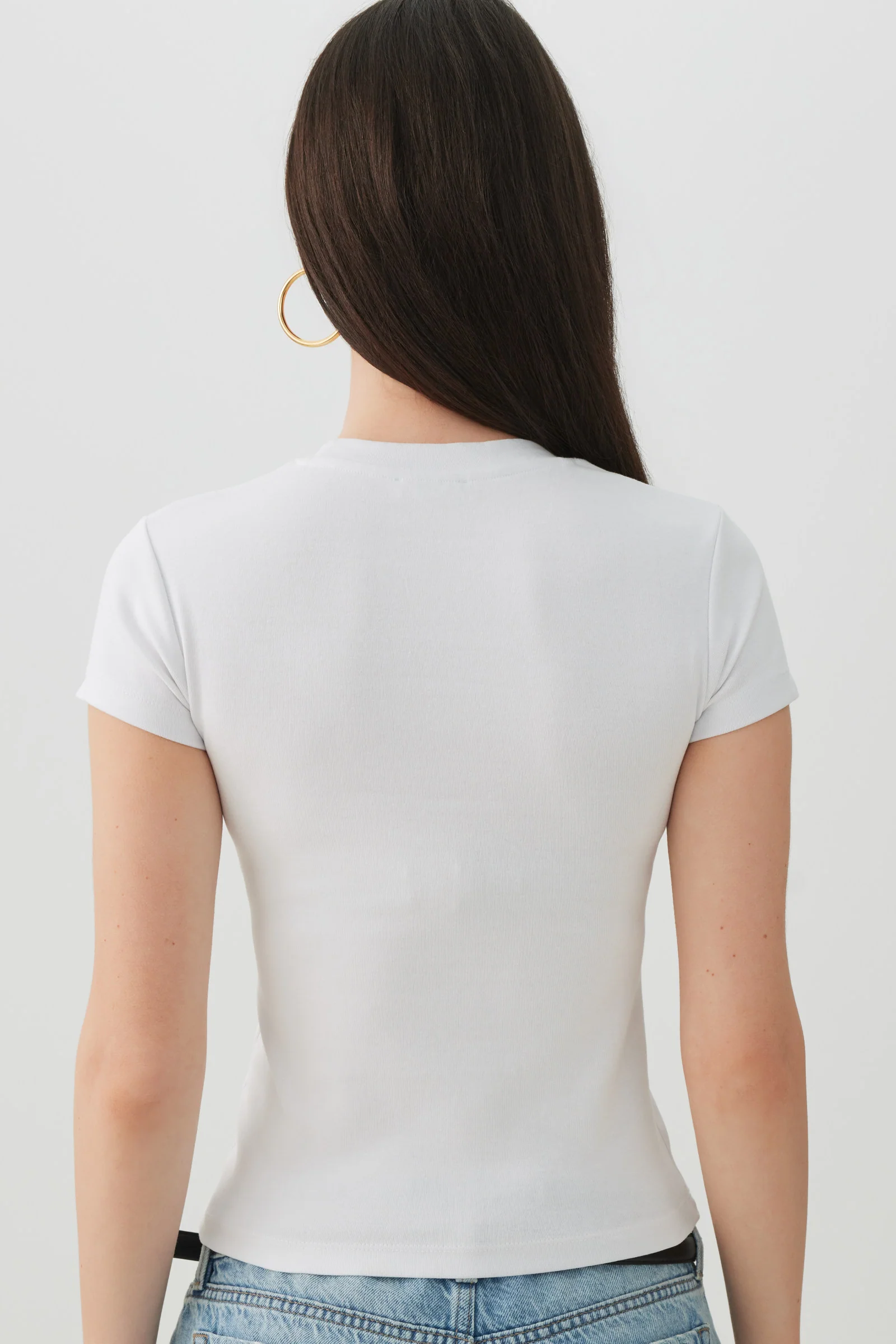 Cropped Ribbed Crew Neck T-Shirt - Image 4