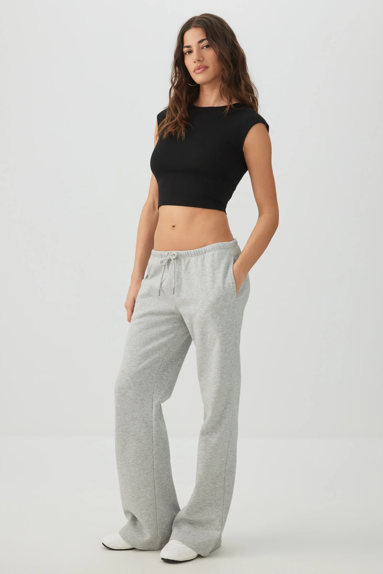 Cropped Ribbed Crew T-Shirt - Image 2
