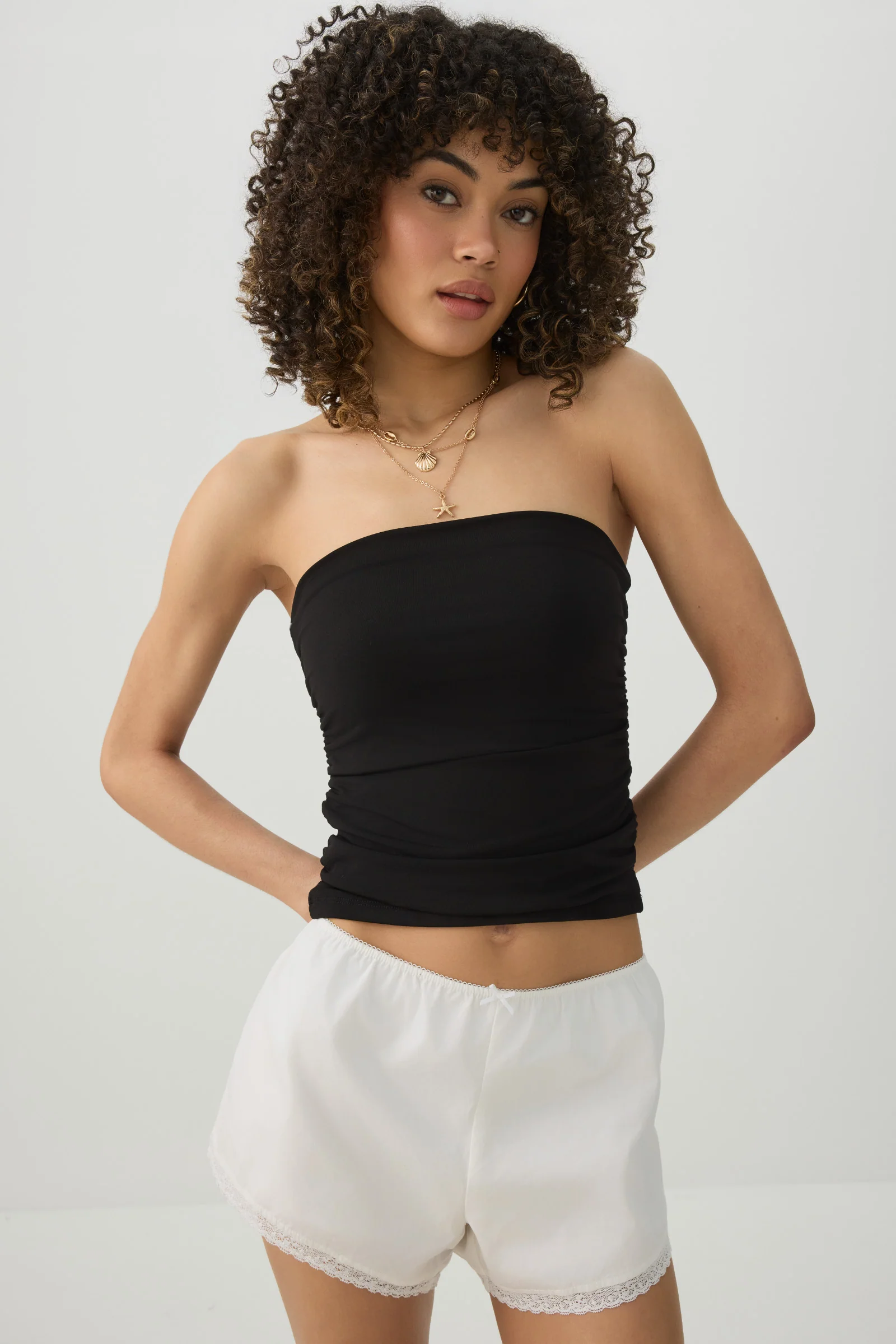 Cropped Ruched Tube Top - Image 2