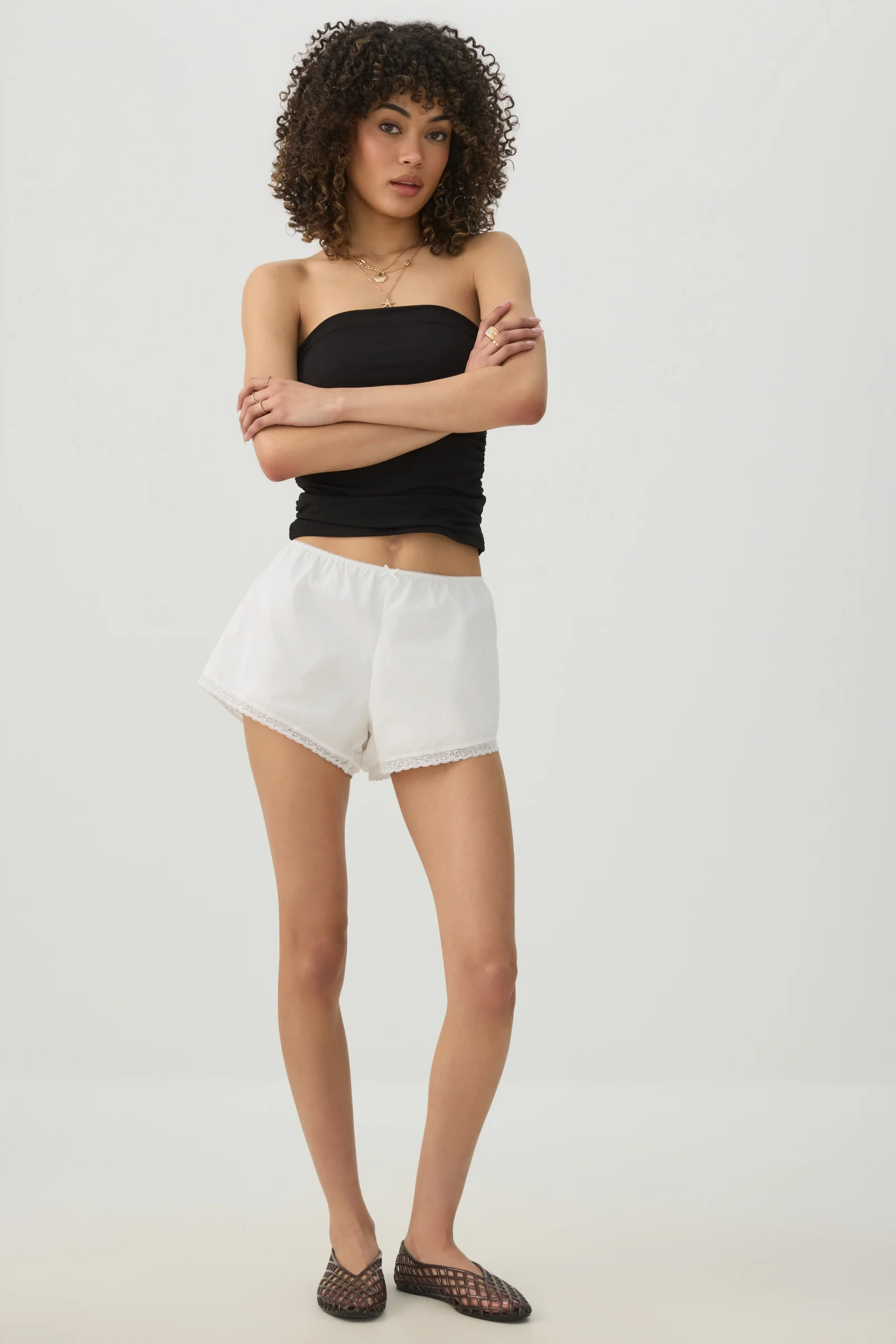 Cropped Ruched Tube Top - Image 3