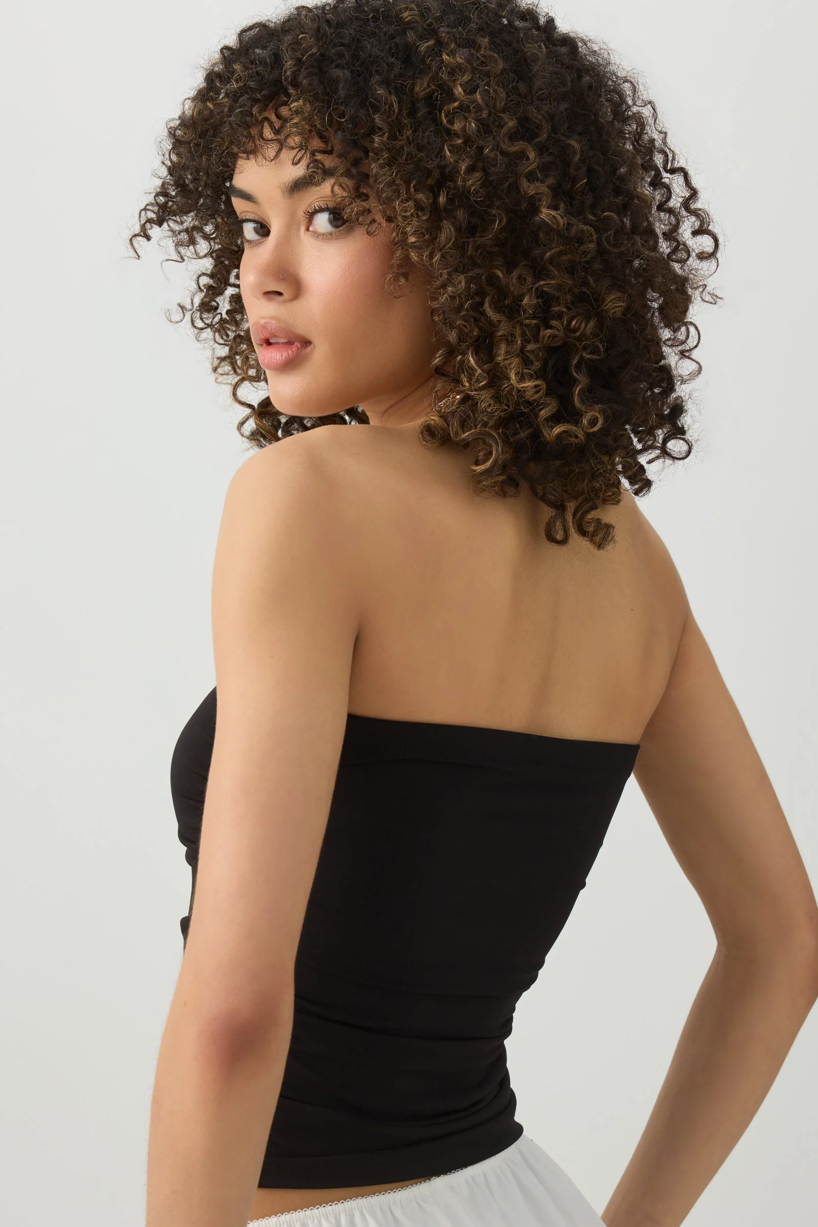 Cropped Ruched Tube Top - Image 4