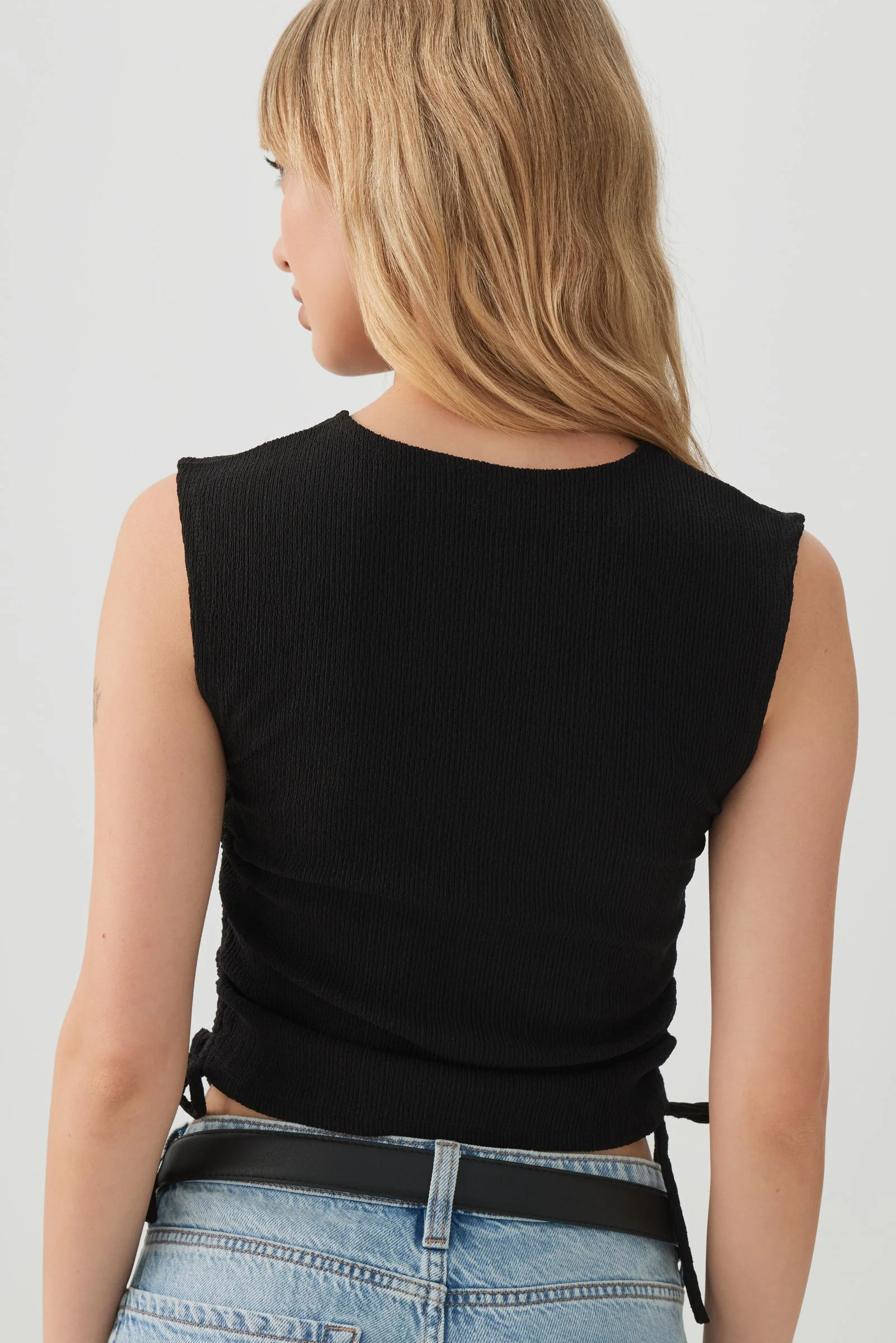 Cropped Tank Top with Side Shirring - Image 4