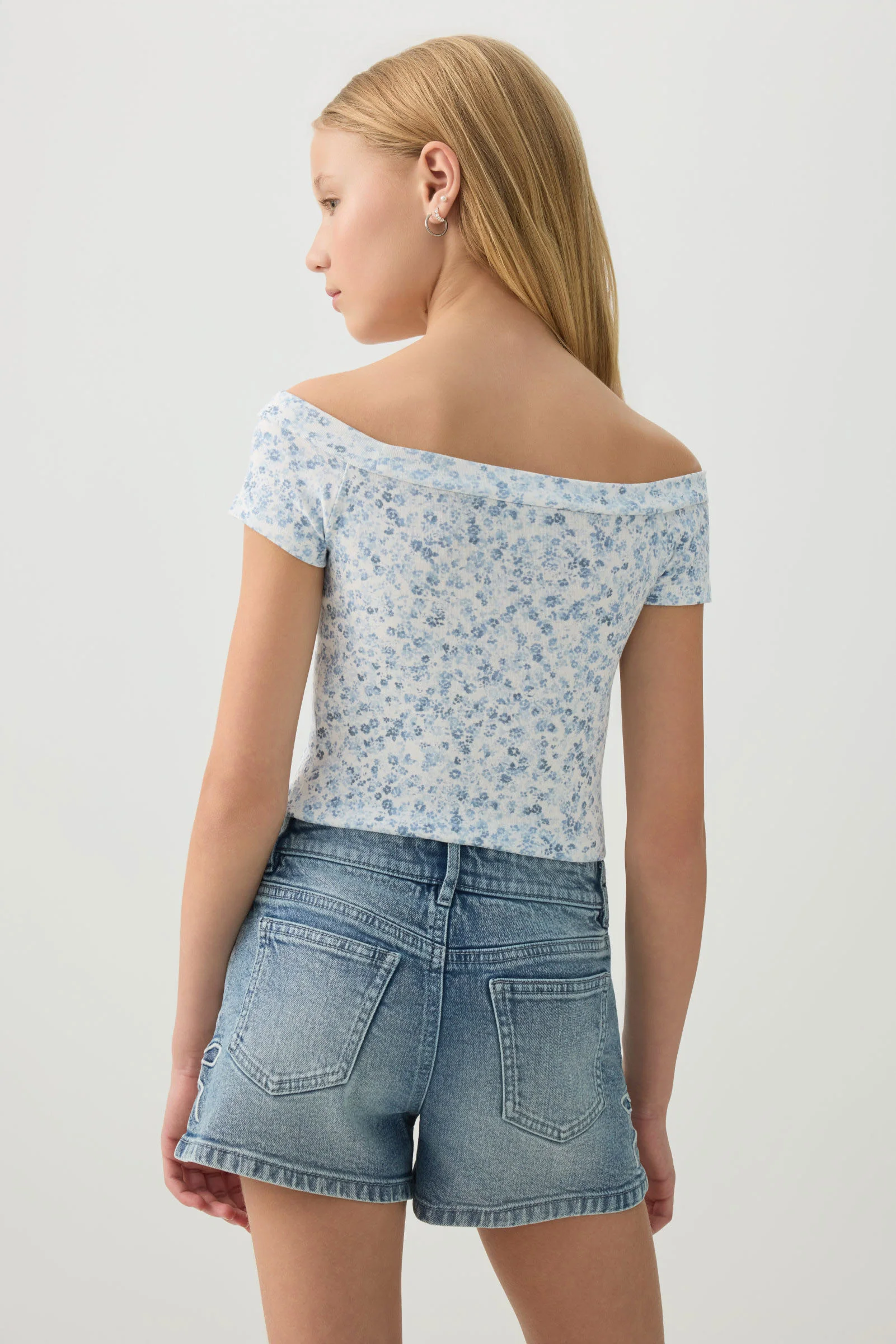 Denim Shorts with Bow Details - Image 4