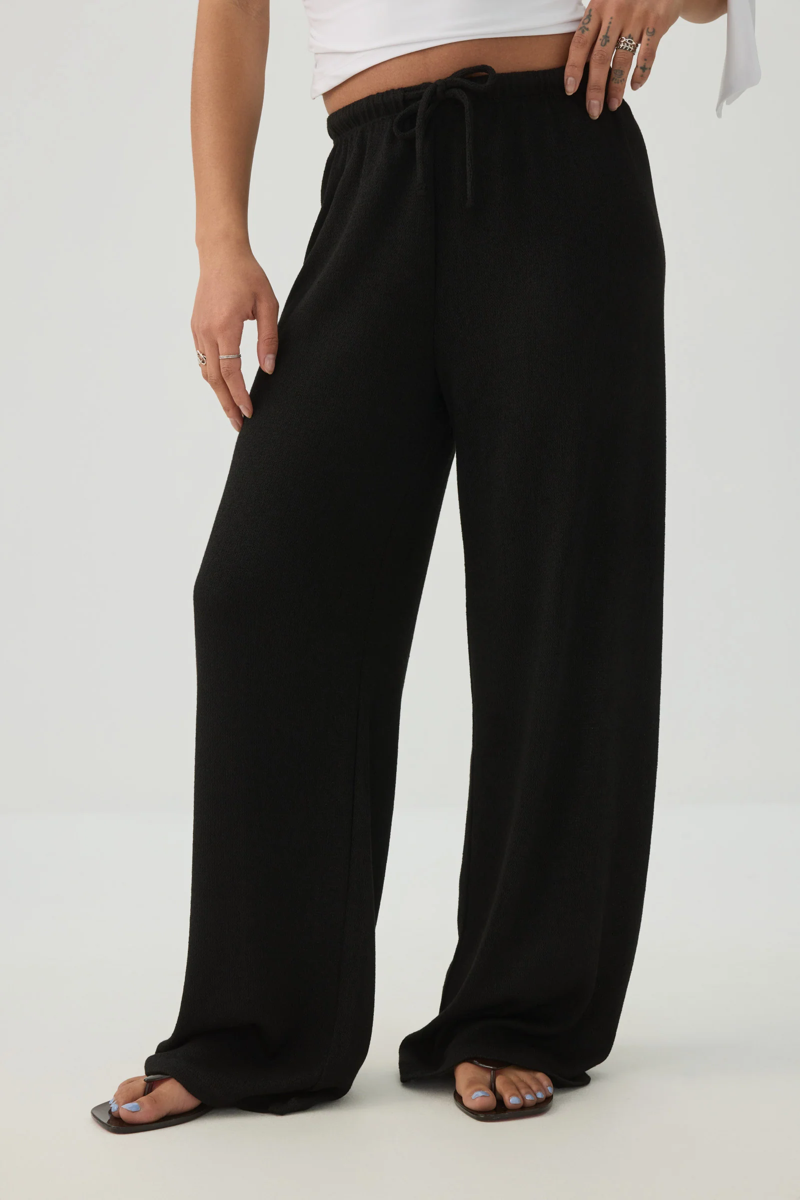 Drawstring Wide Leg Pants - Image 2