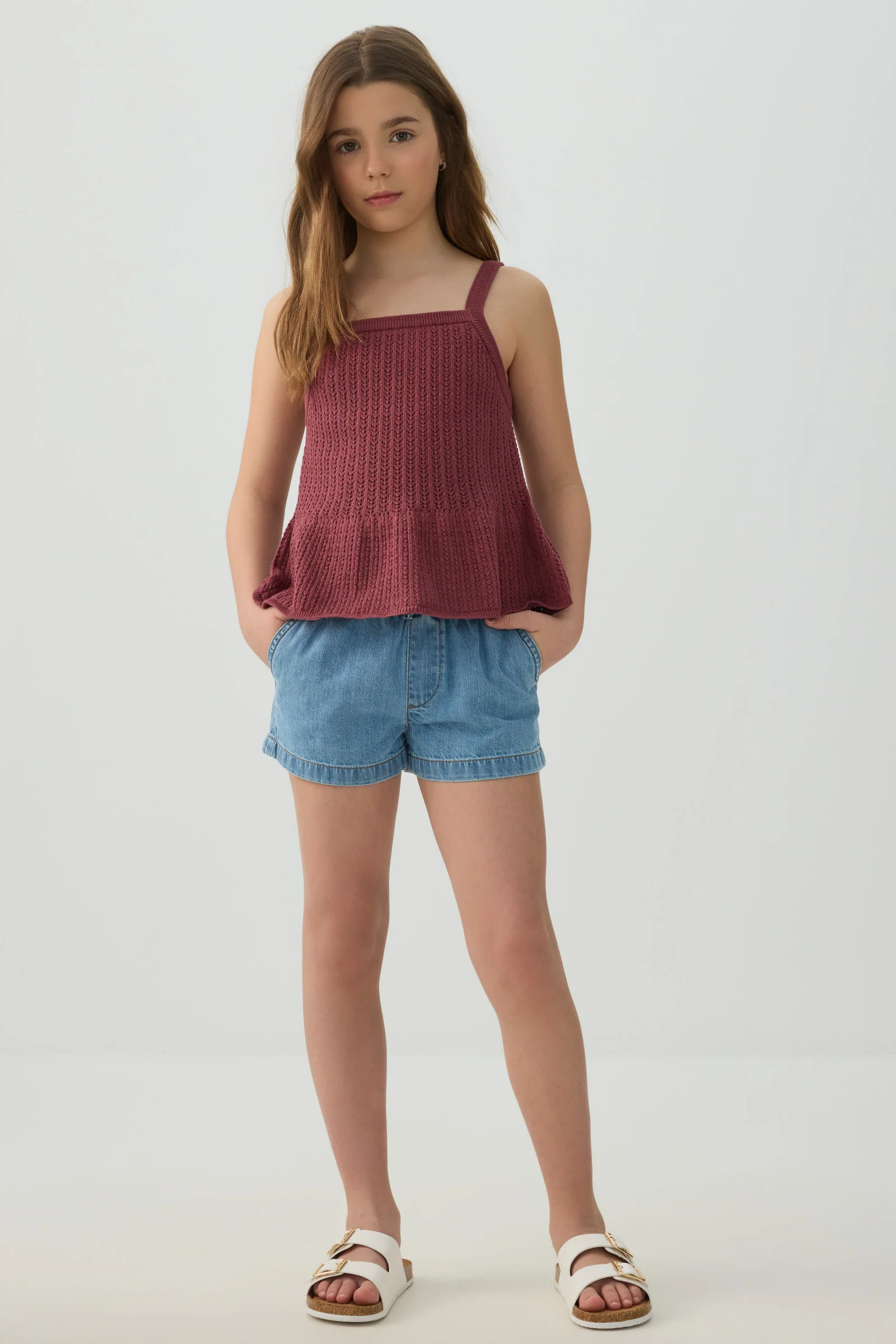 Elastic Waist Denim Shorts - Image 2