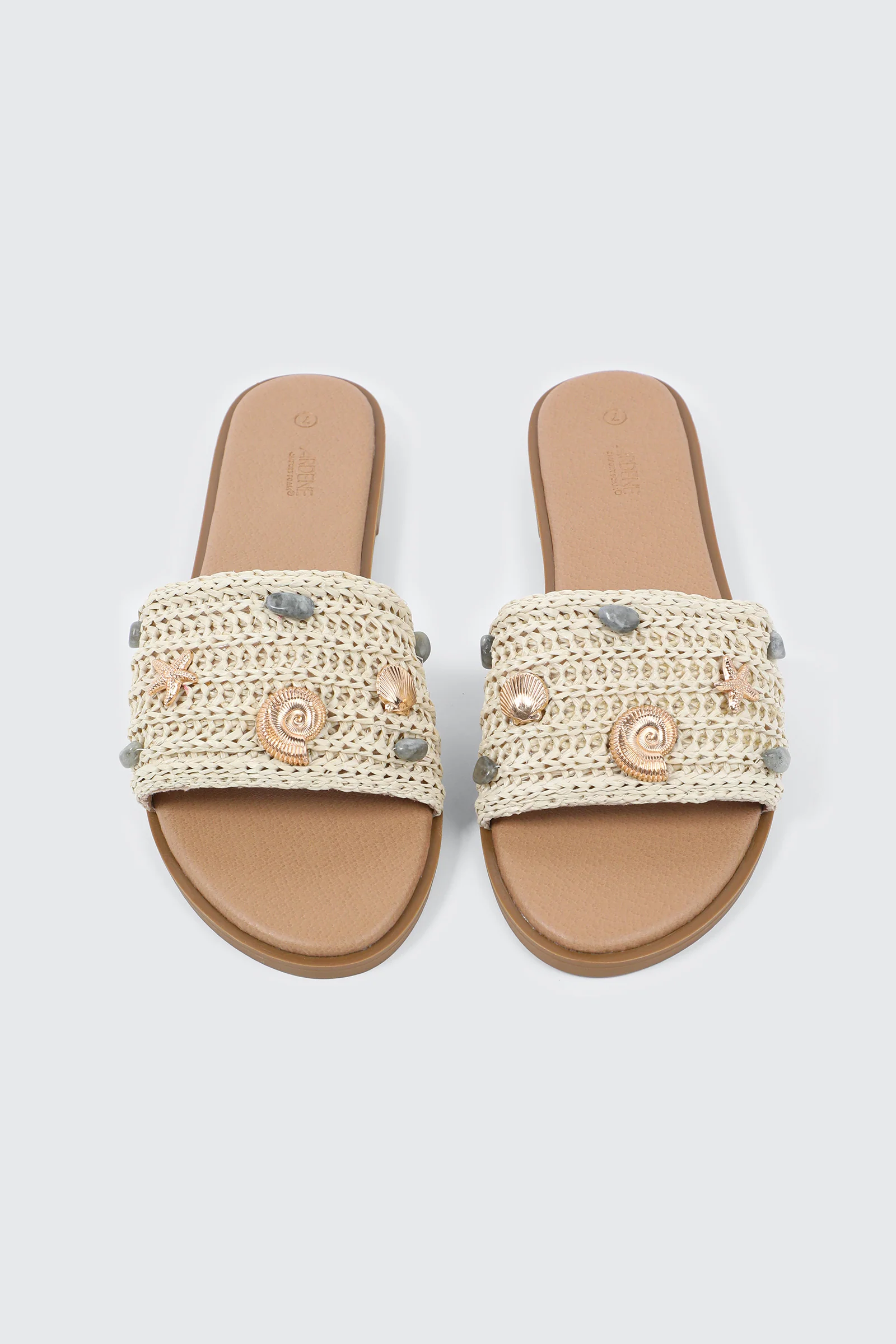 Embellished Raffia Flat Sandals - Image 4