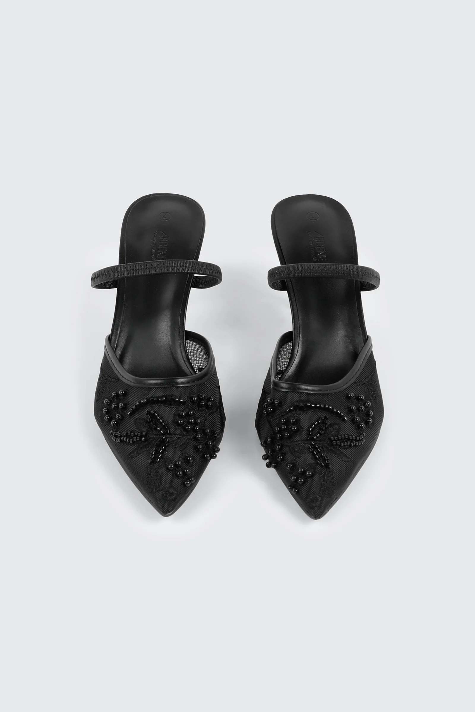 Embroidered Mesh Mule Heels - Image 4
