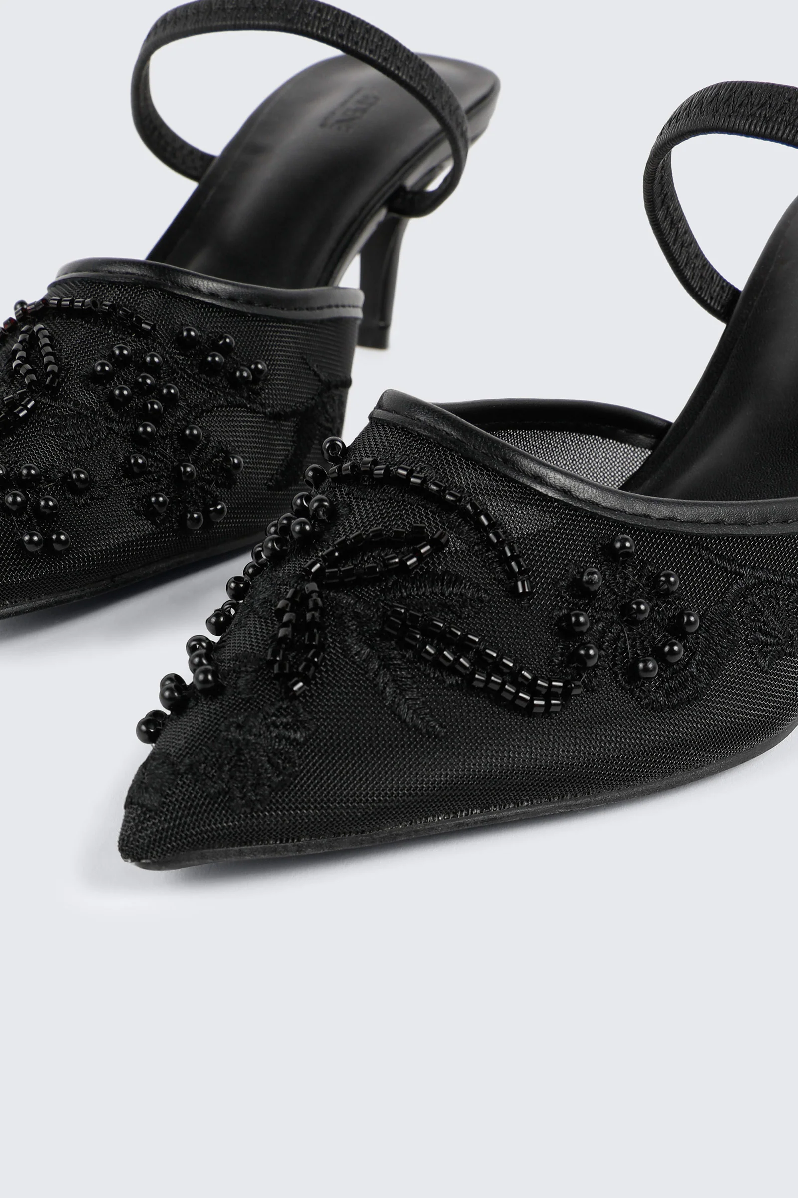 Embroidered Mesh Mule Heels - Image 5
