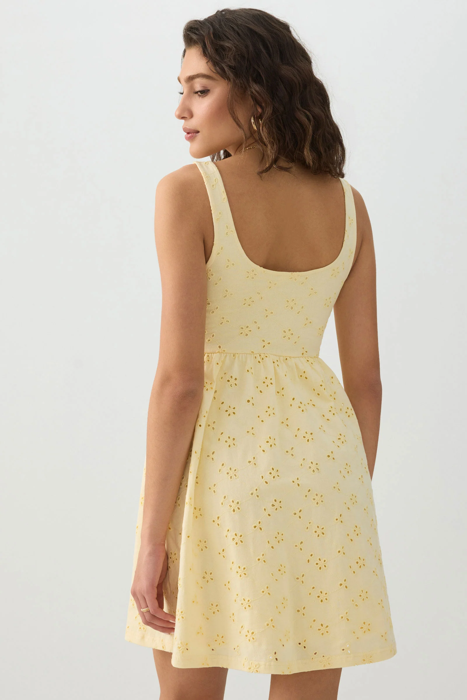 Eyelet Mini Dress with V Waist detail - Image 4