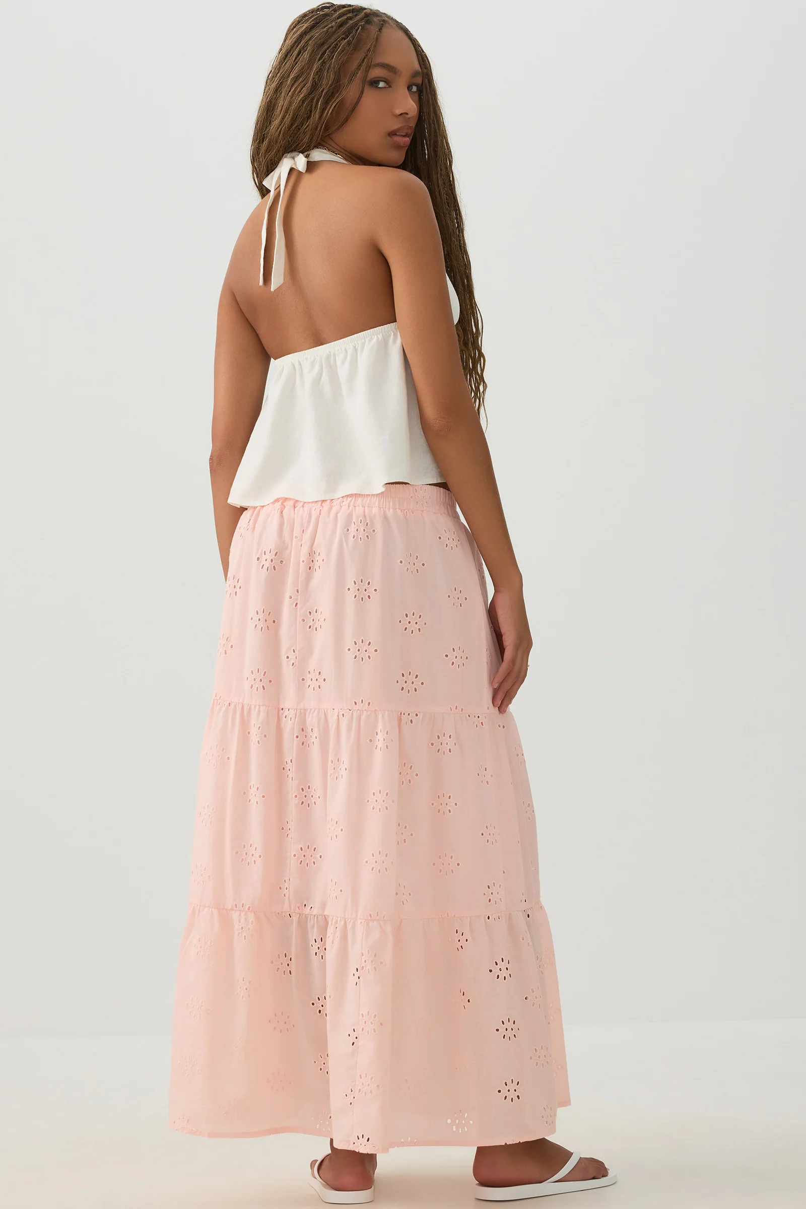 Eyelet Tiered Midi Skirt - Image 4