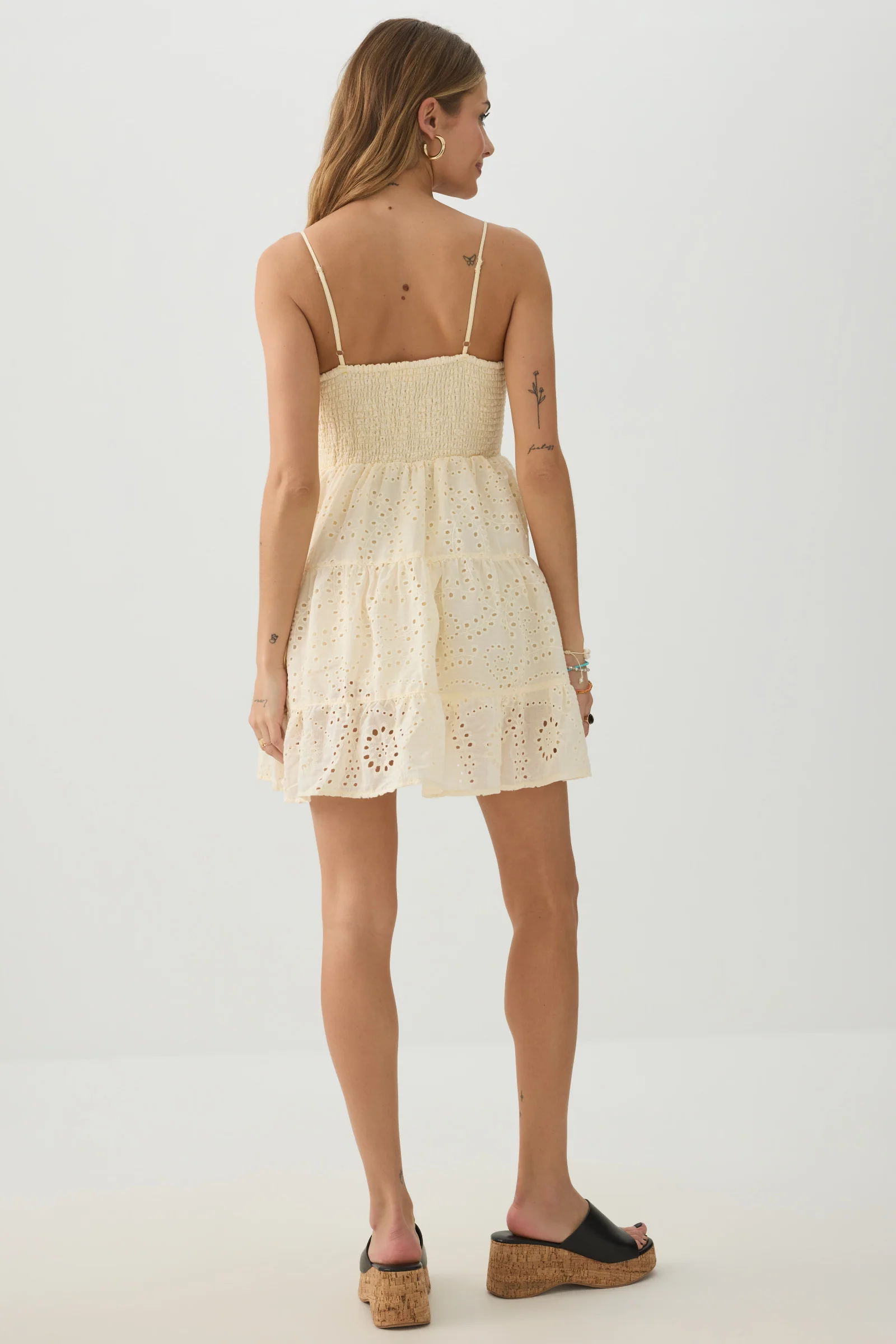 Eyelet Tiered Mini Dress - Image 4