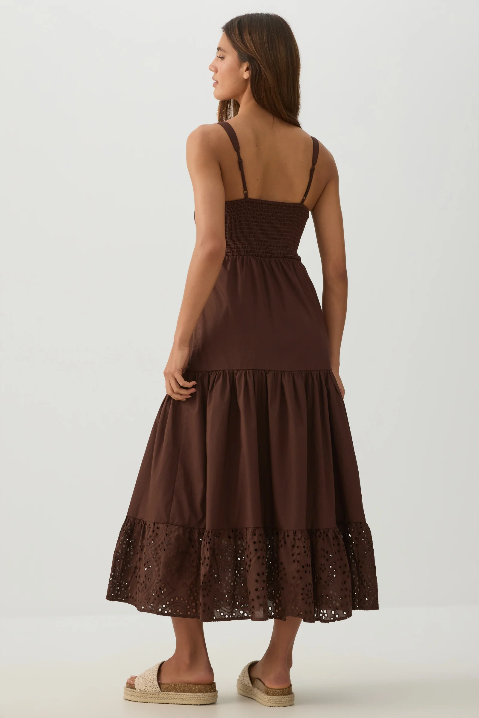 Eyelet Tiered Smocked Maxi Dress - Image 4