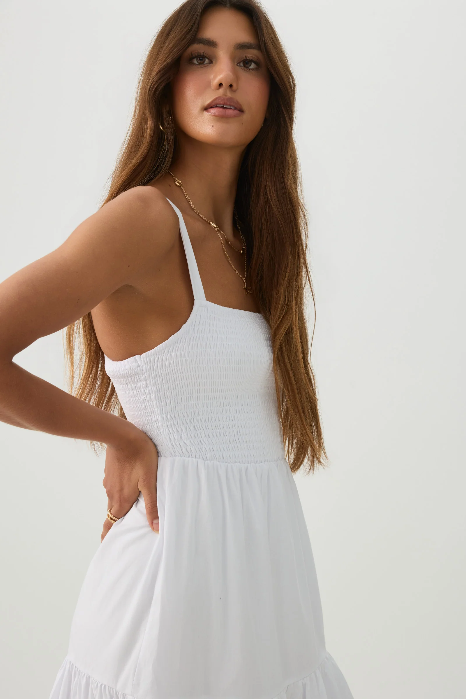 Eyelet Tiered Smocked Maxi Dress - Image 2