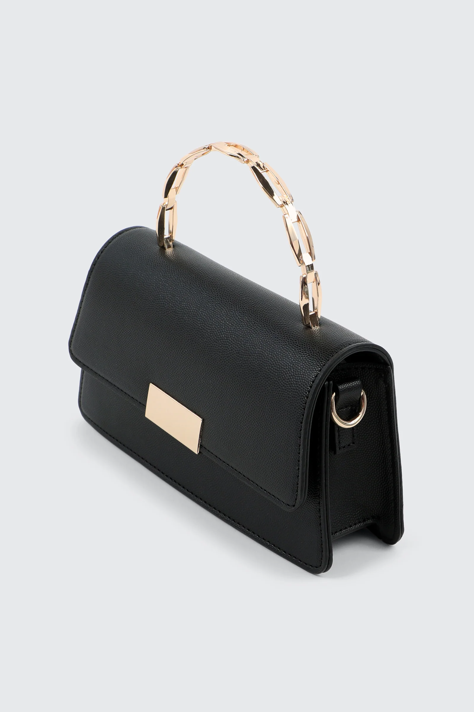 Faux Leather Evening bag with Metal Handle - Image 3