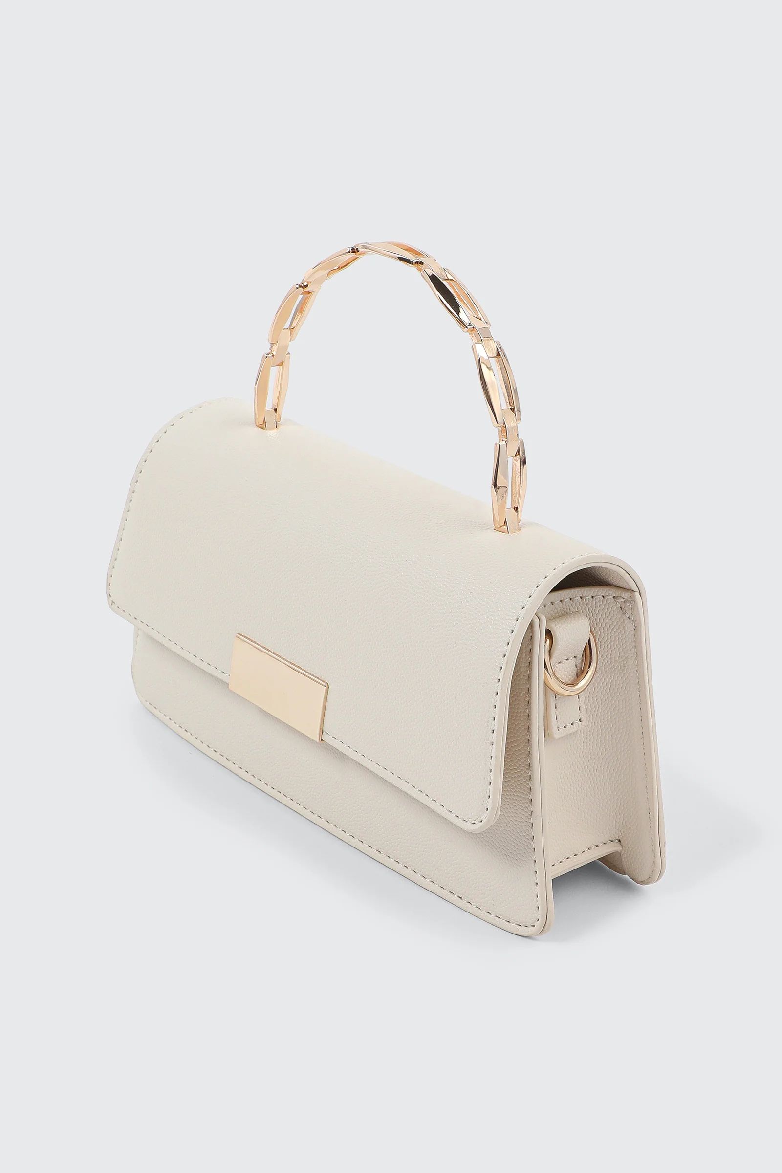 Faux Leather Evening bag with Metal Handle - Image 3