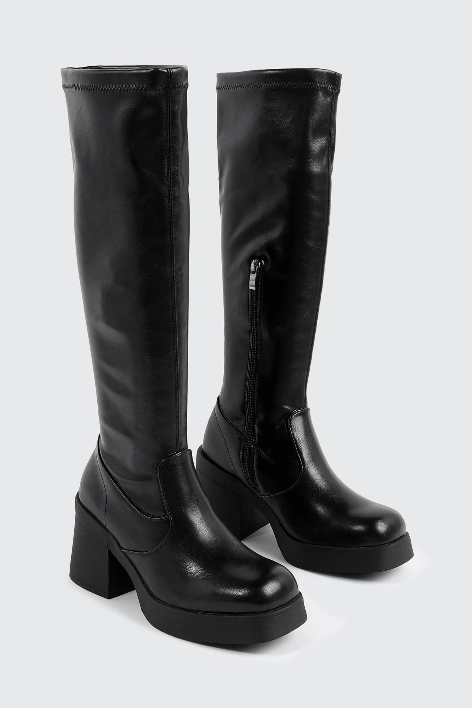 Faux Leather Knee High Boots - Image 2