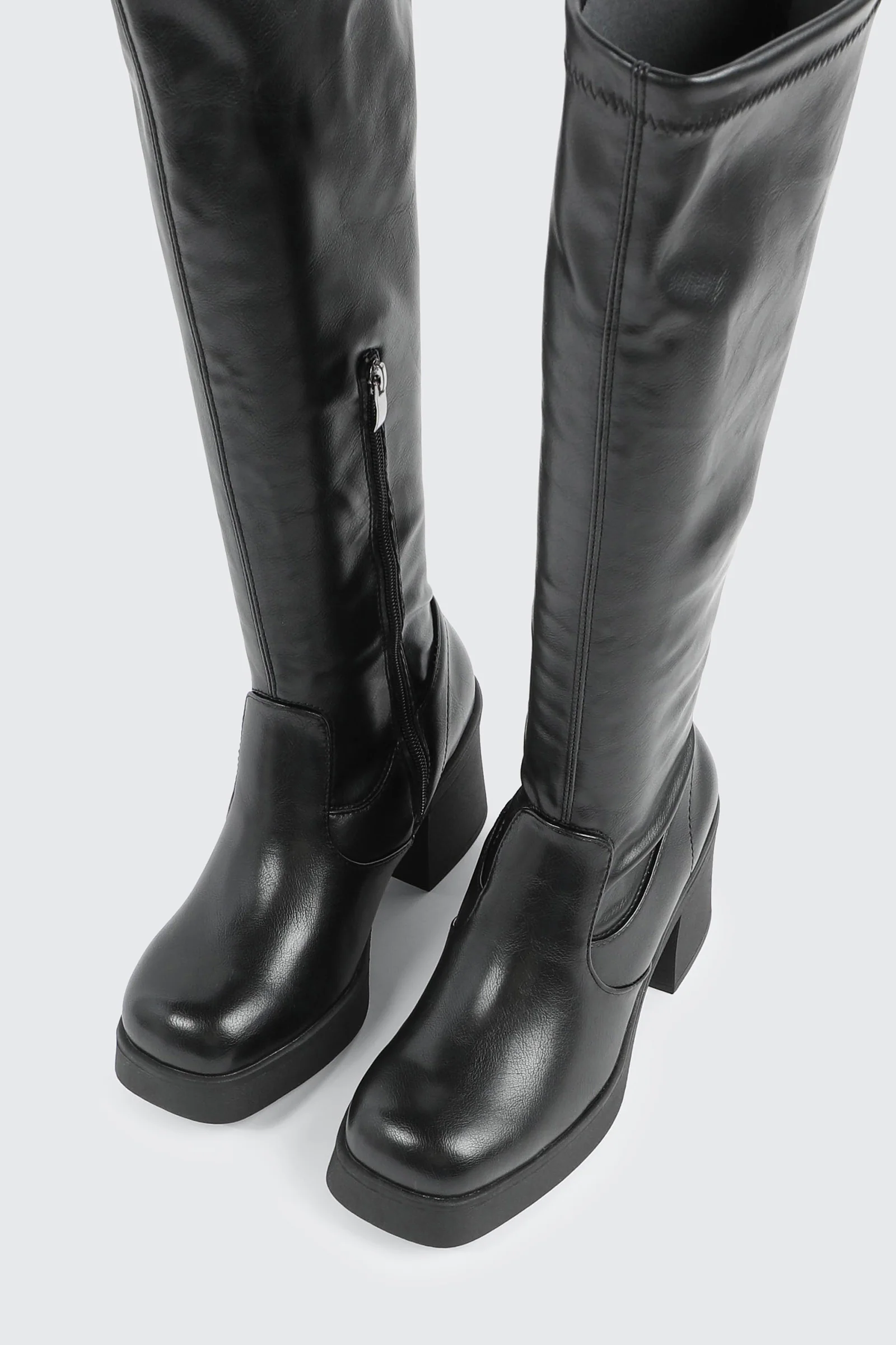 Faux Leather Knee High Boots - Image 6