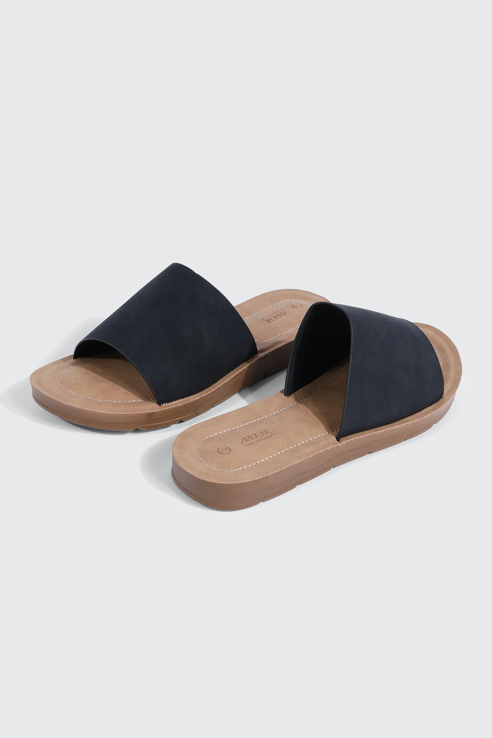 Faux Leather One Band Slide Sandals - Image 3