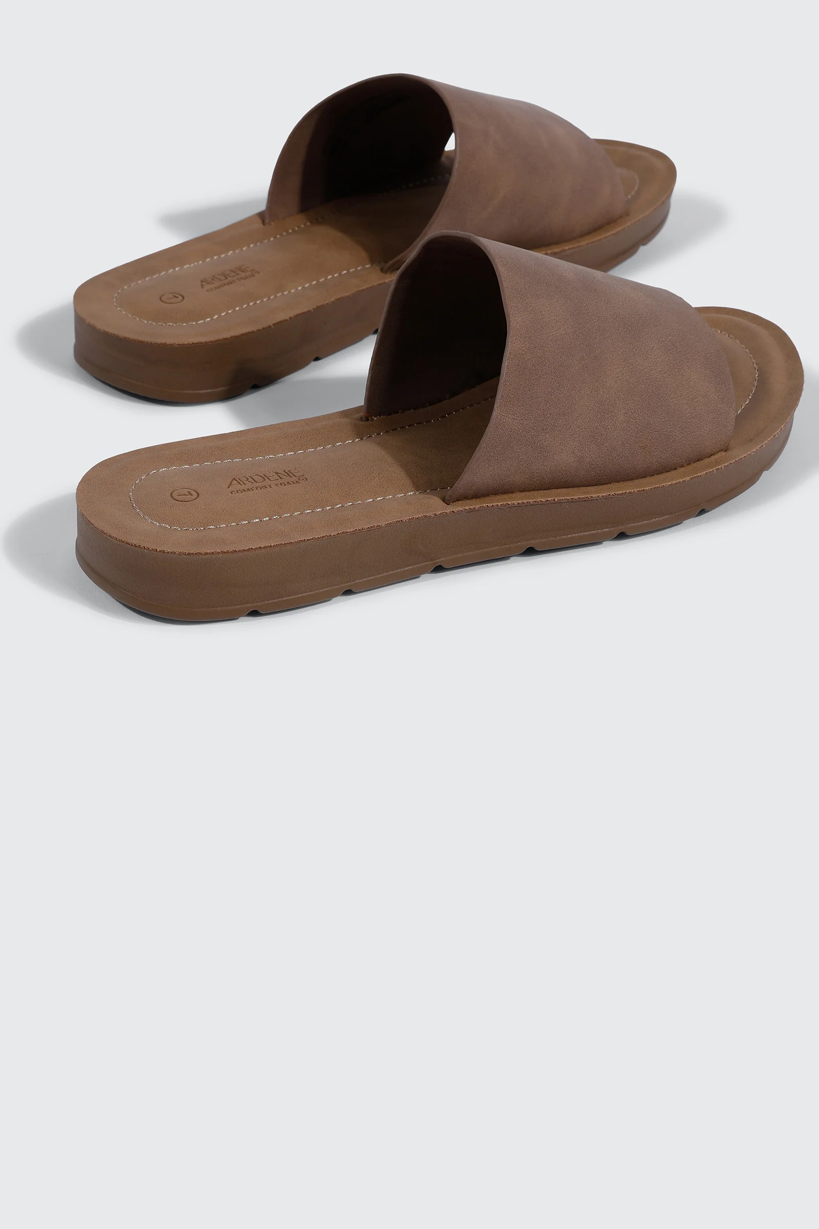 Faux Leather One Band Slide Sandals - Image 3