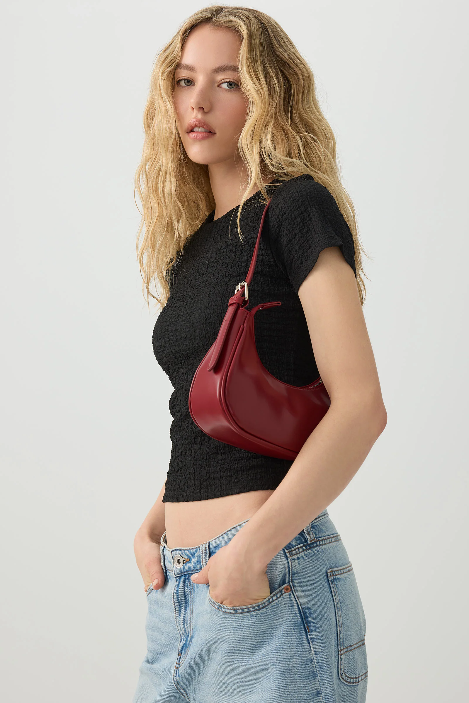 Faux Leather Shoulder Bag - Image 5
