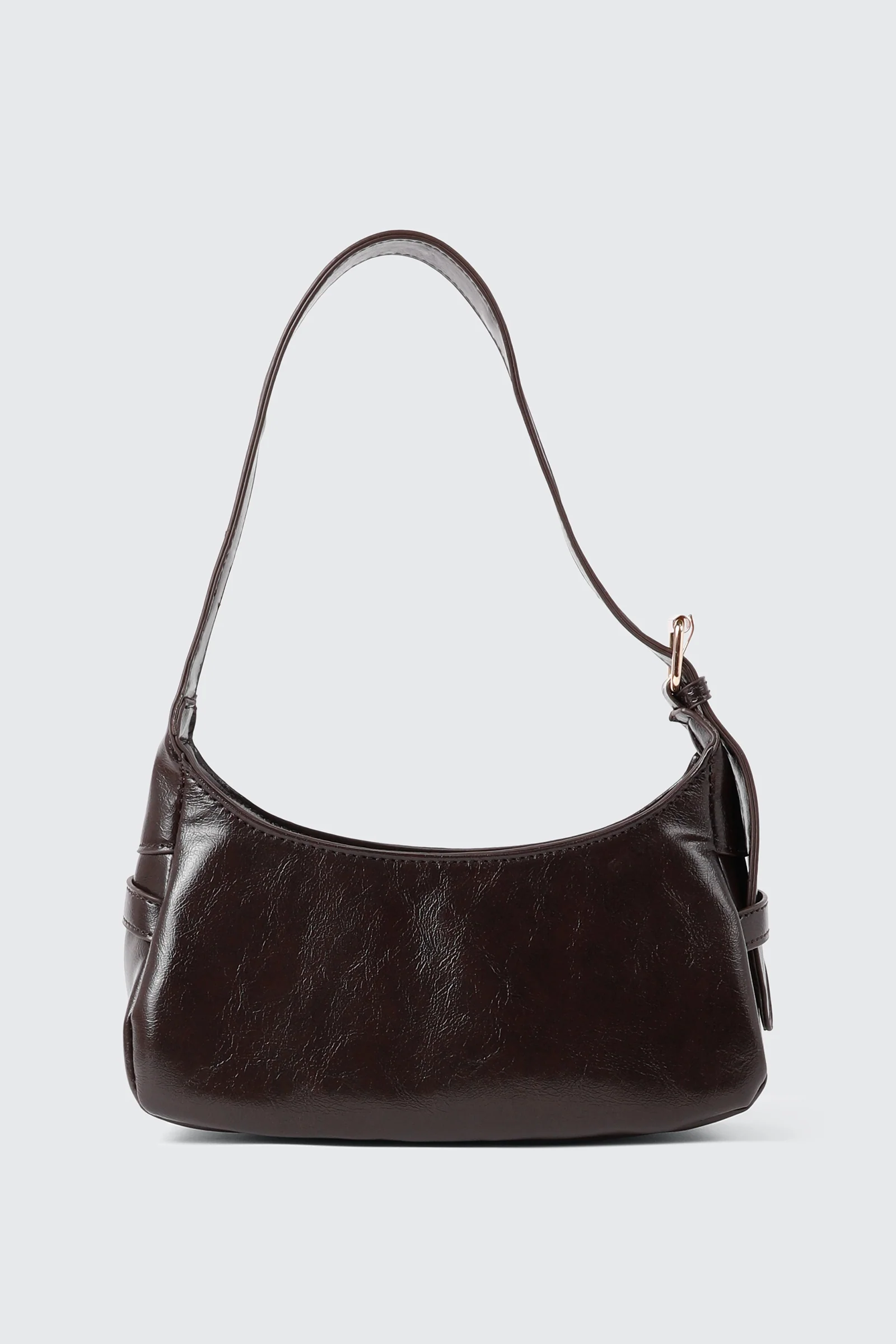 Faux Leather Shoulder Bag with Buckle Strap - Image 2