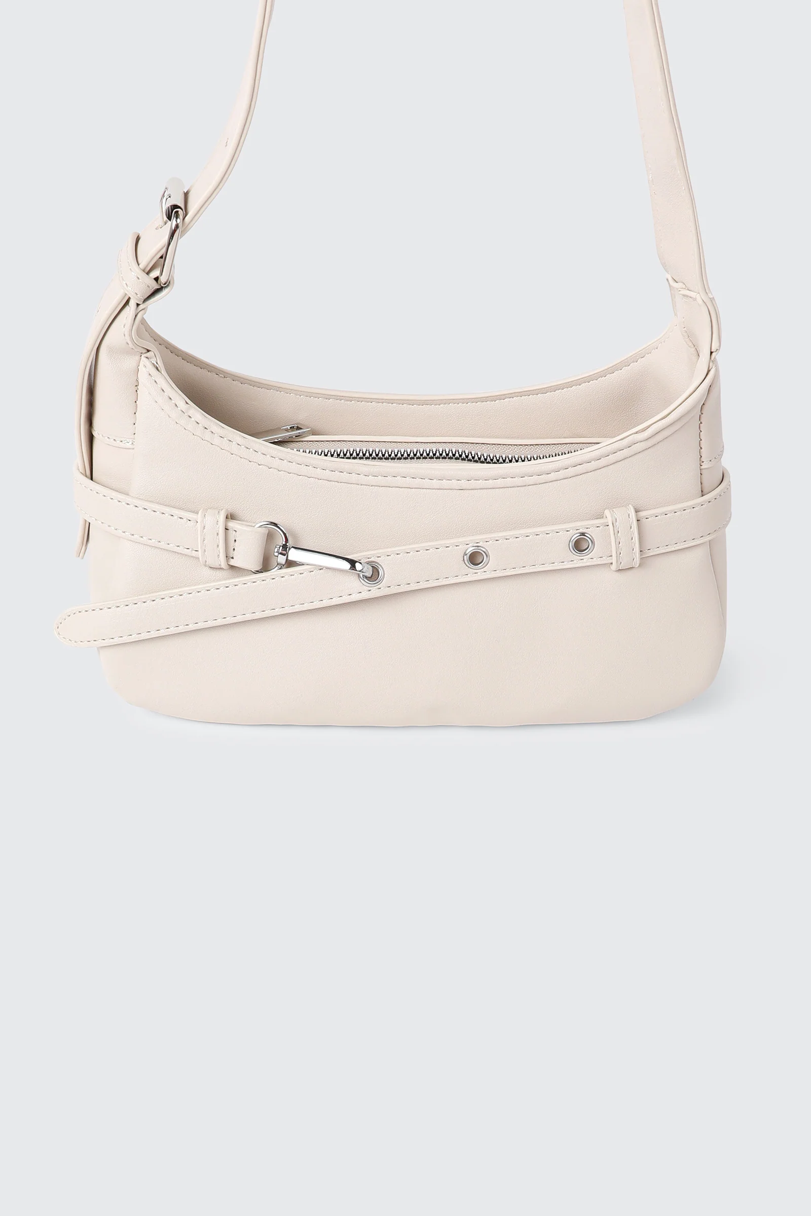 Faux Leather Shoulder Bag with Buckle Strap - Image 4